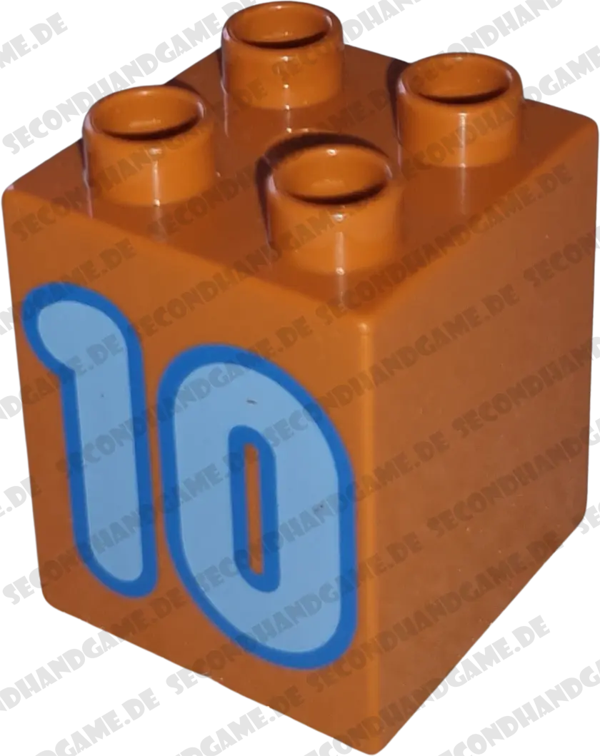 Lego Duplo 2x2 Stein Braun mit Zahl 10