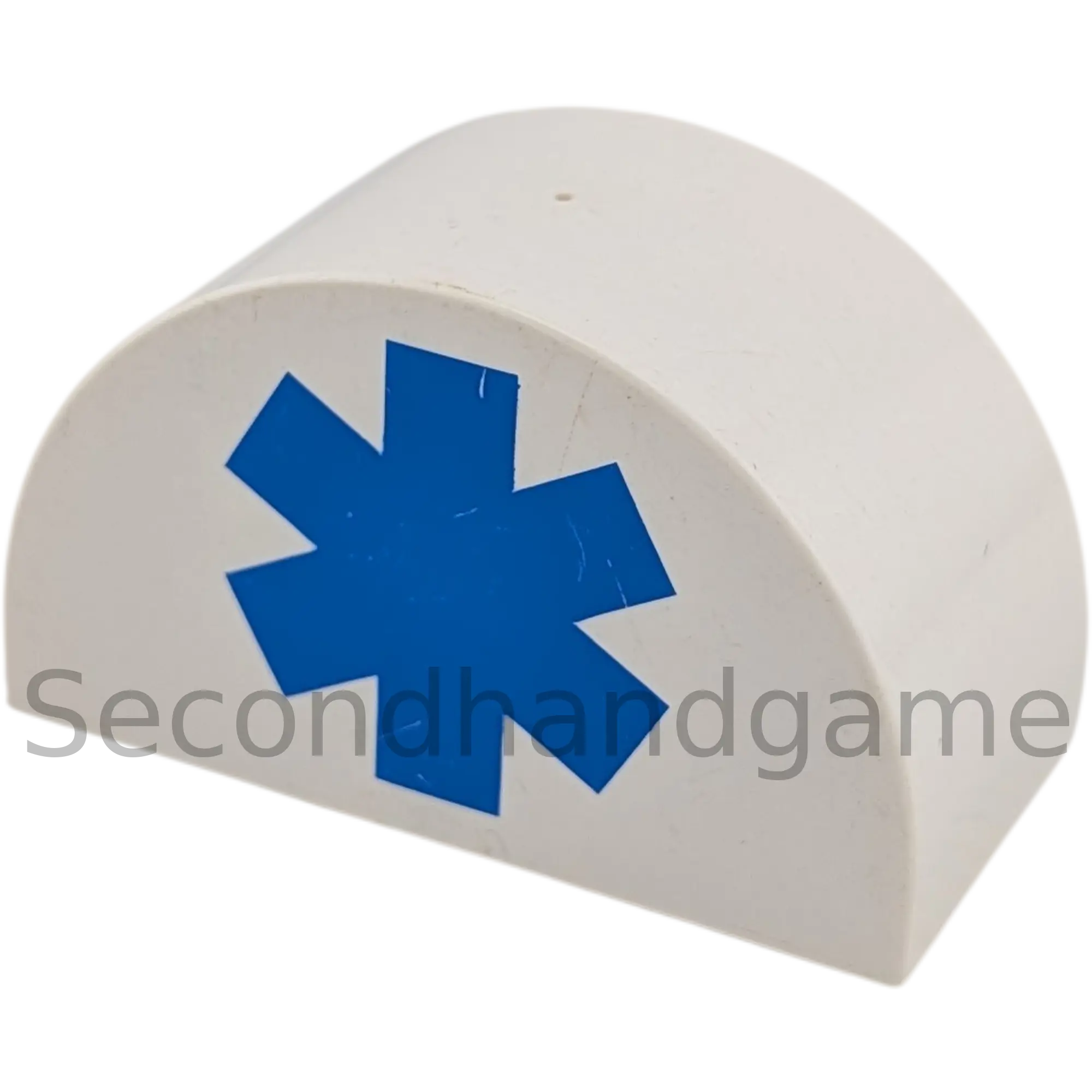 Lego Duplo Stein Weiß 2x4 Halbkreis, bedruckt mit blauem Stern Krankenhaus