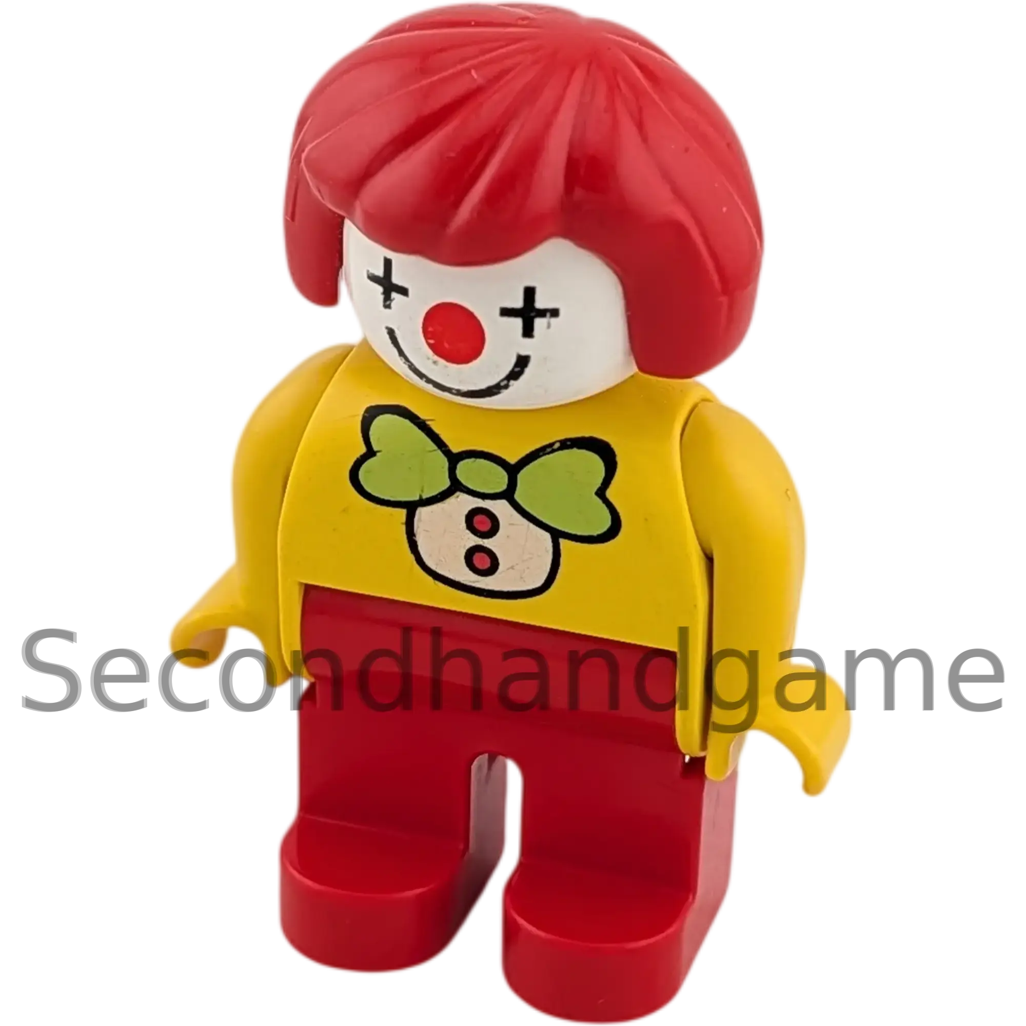 Lego Duplo Figur Frau 4555 Clown Gelbes Oberteil rote Hose grüne Fliege B-Ware