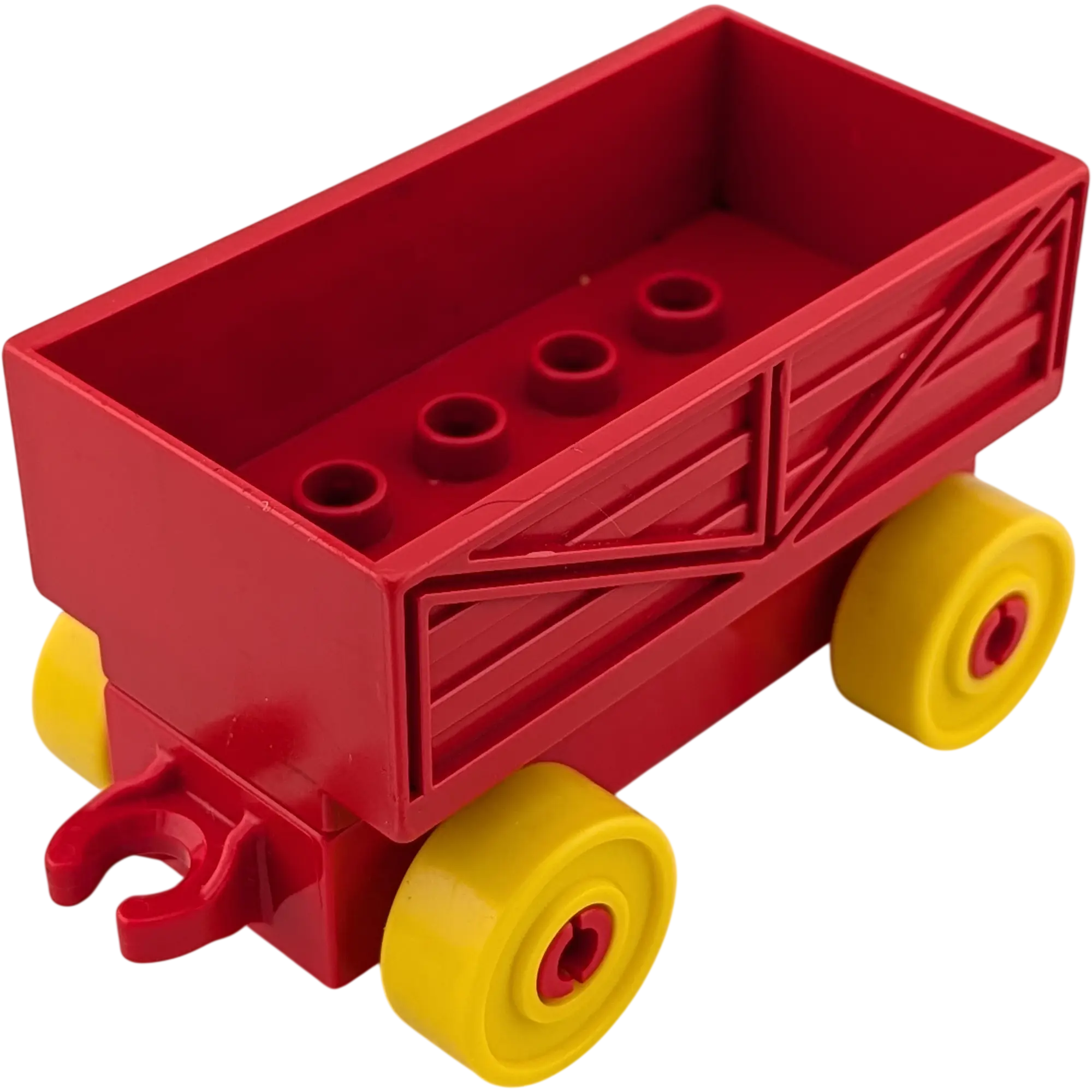 Lego Duplo Eisenbahn Güteranhänger Rot mit gelben Rädern