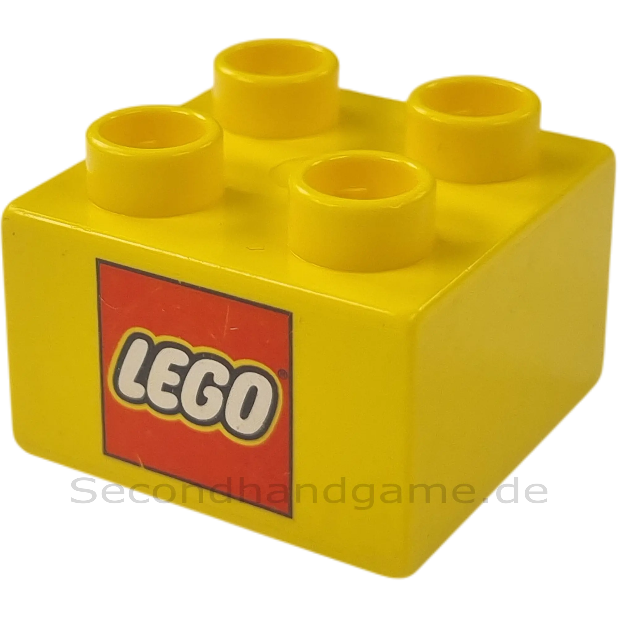 Lego Duplo 2x2 Stein Gelb mit Lego Aufdruck 3437