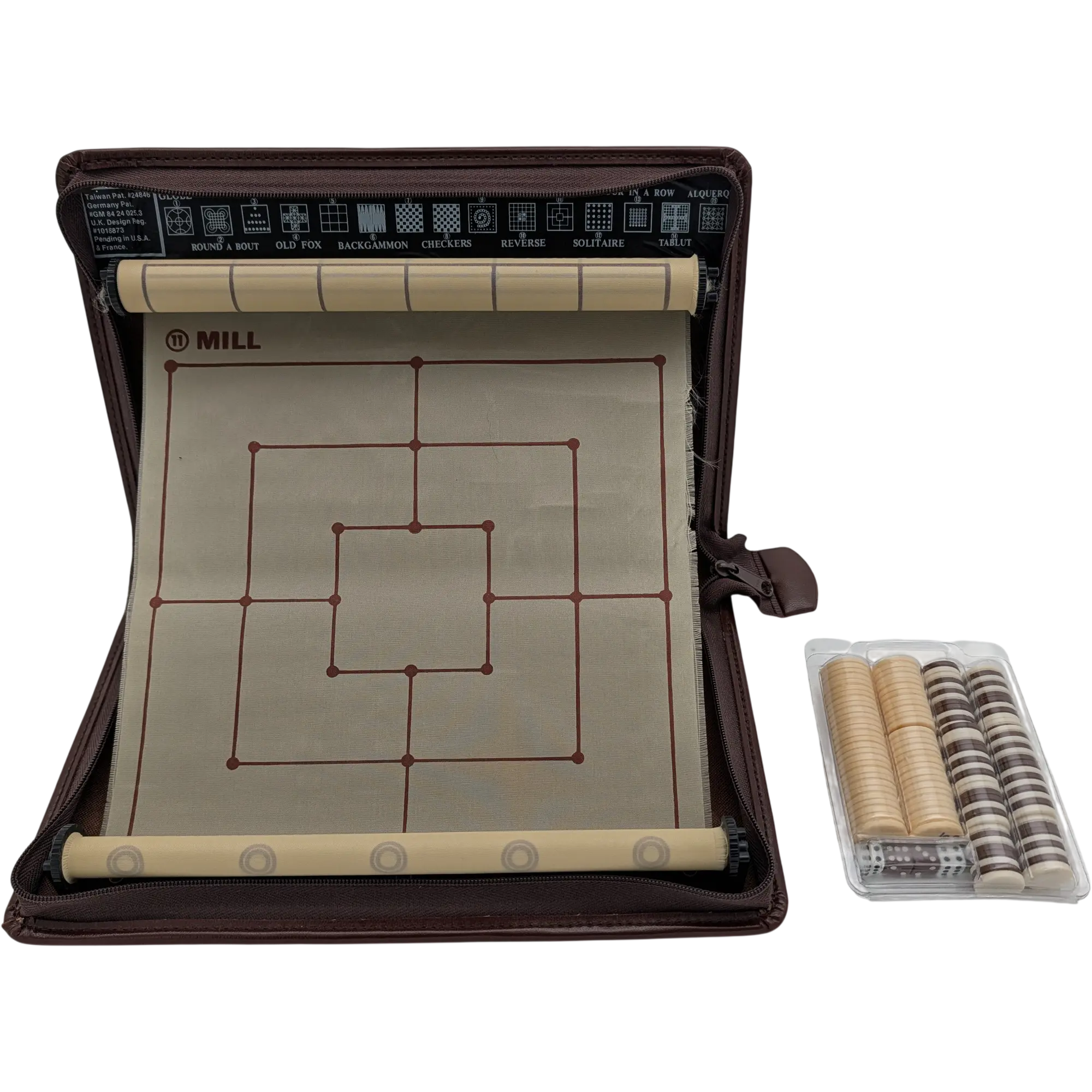 Taiwan Pat. 15 verschiedene Spiele im Lederetui