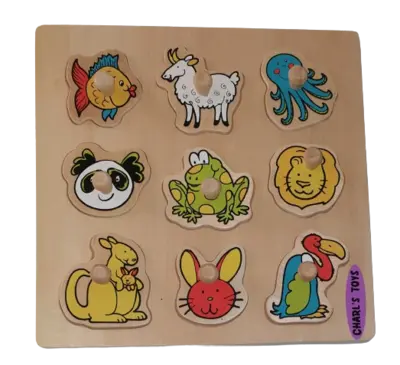 Charls Toys Holzpuzzle Tiere 9 Teile Griffpuzzle