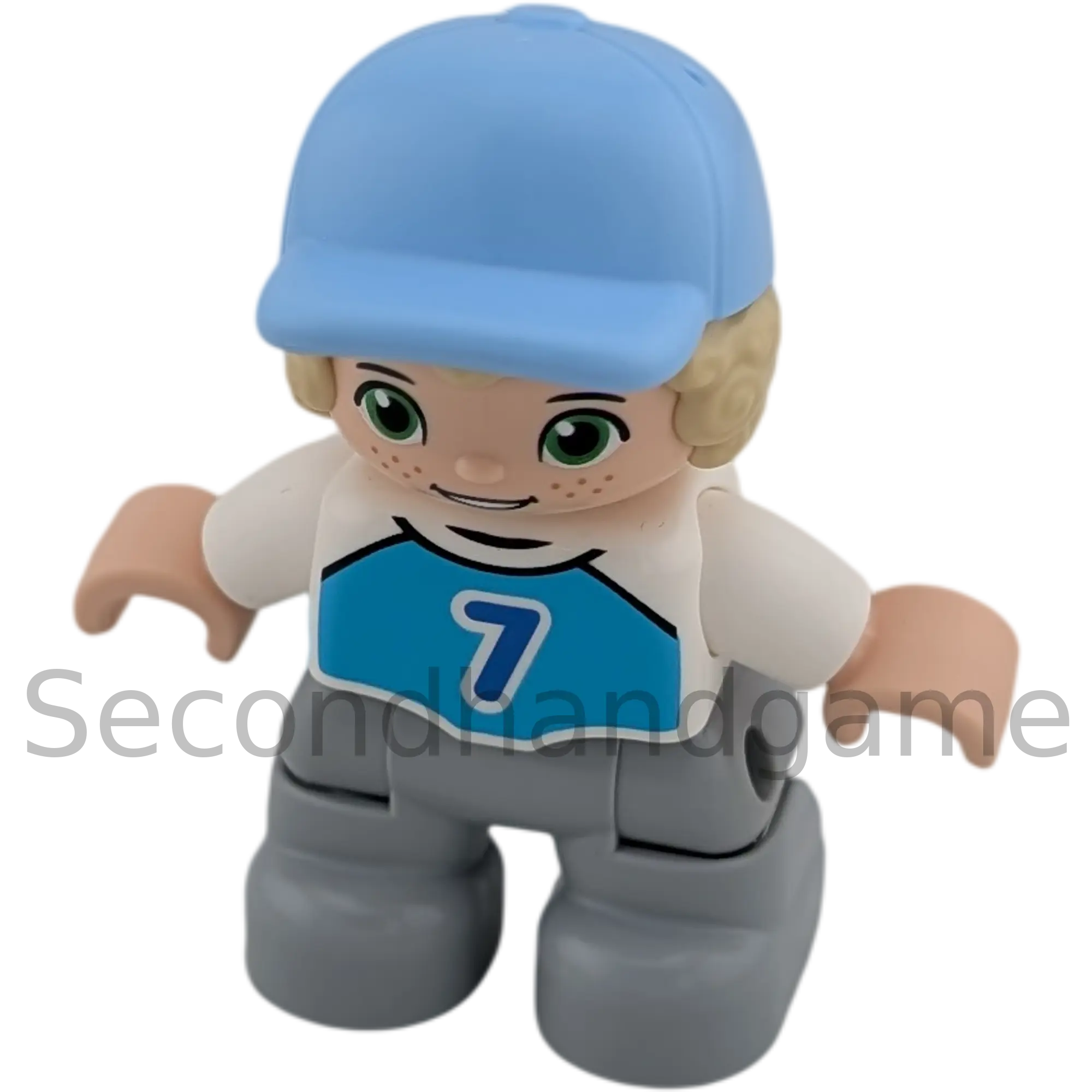 Lego Duplo Junge 317H4 blonde Locken Sommersprossen T-Shirt mit Zahl Sieben