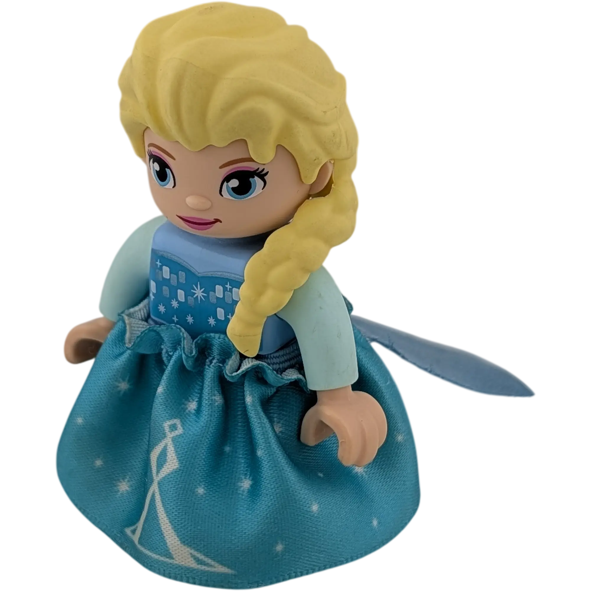 Lego Duplo Disney Eiskönigin Elsa mit Stoffrock hellblau und Schleppe