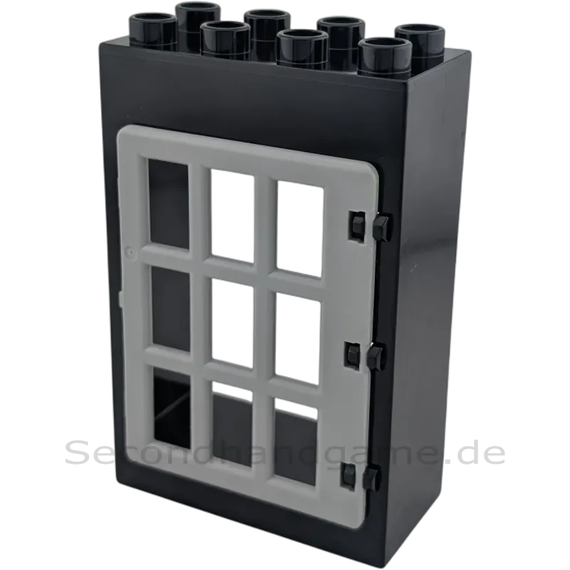 Lego Duplo 2x4 Hauswand Schwarz mit grauer Gefängnistür
