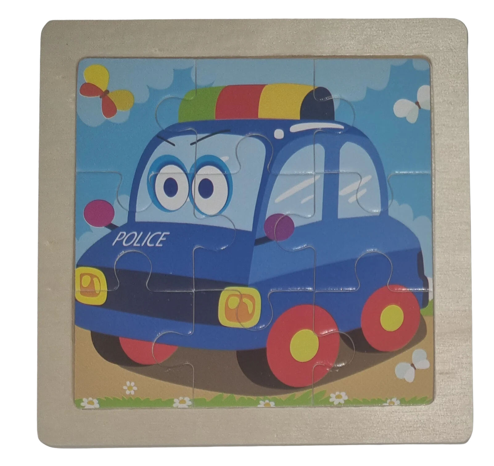 Holzpuzzle 9 Teile Auto Polizeiauto