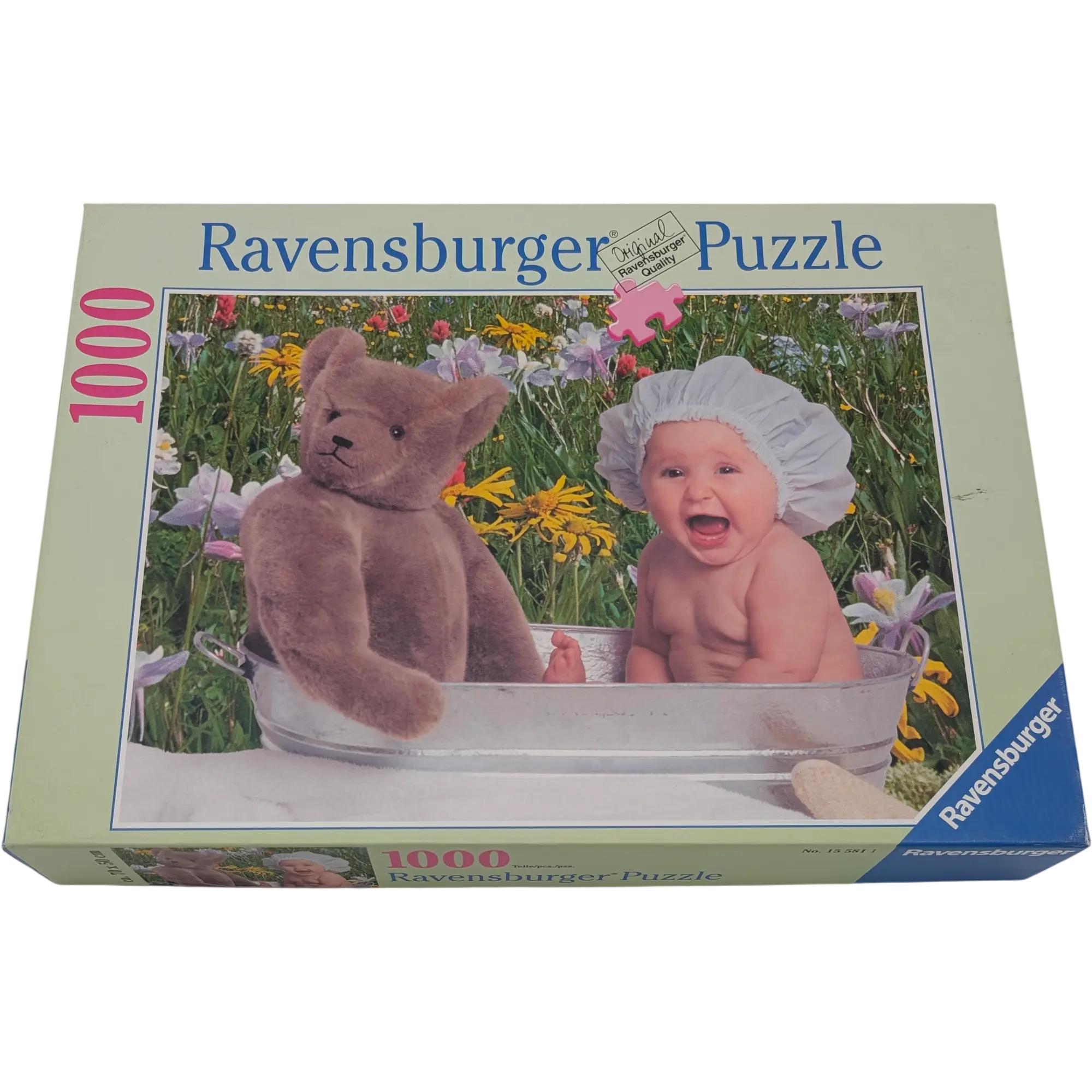 Ravensburger Puzzle 1000 Teile 155811 Baby mit Teddy im Zuber
