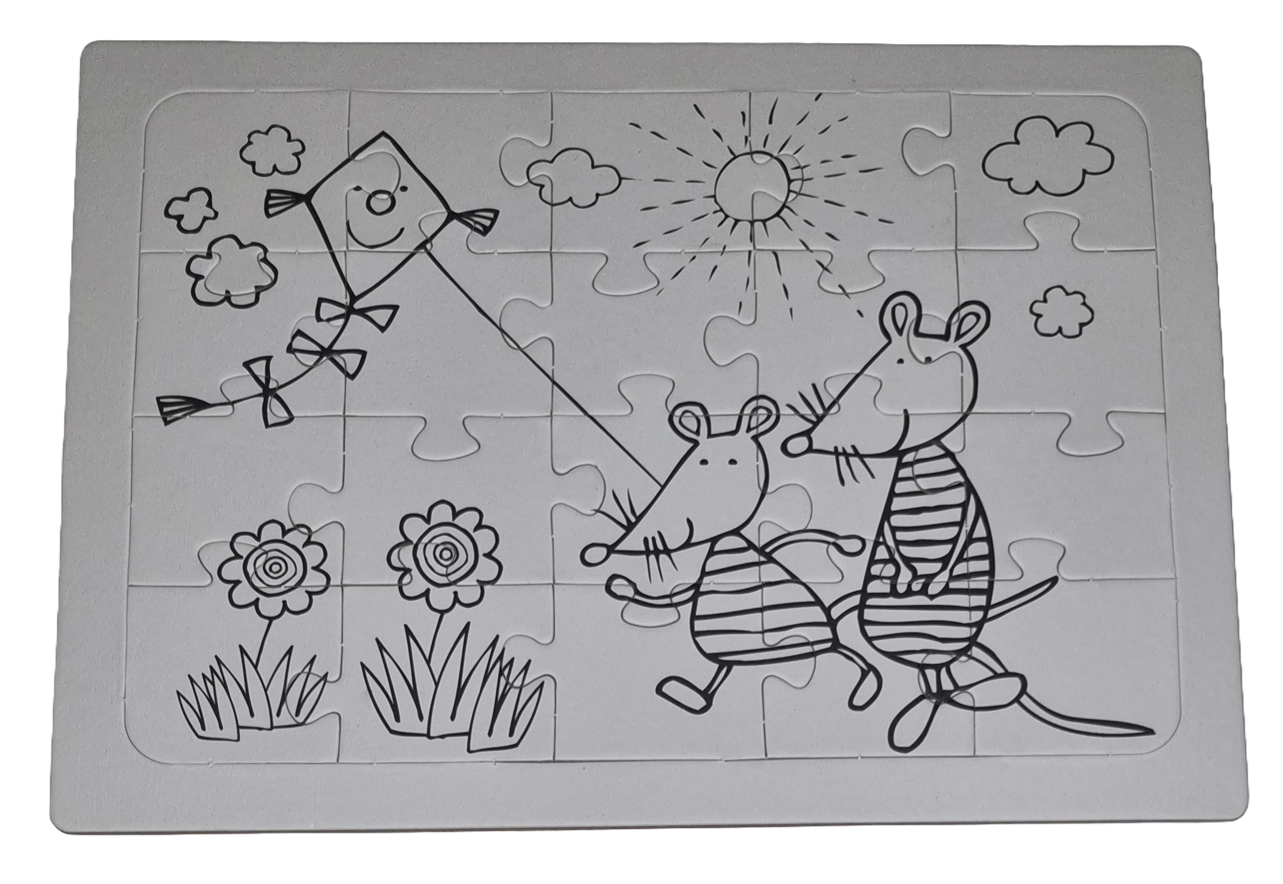 Rahmenpuzzle 20 Teile Mäuse beim Spaziergang Unikat