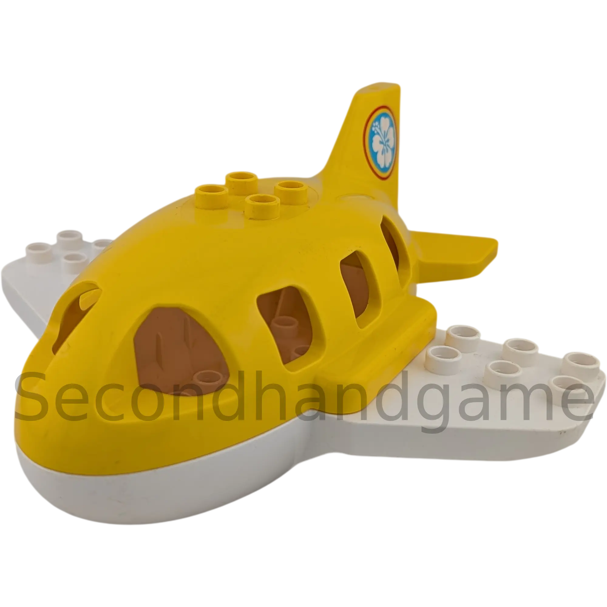 Lego Duplo Flugzeug Gelb Weiß mit hellblauer Blume 