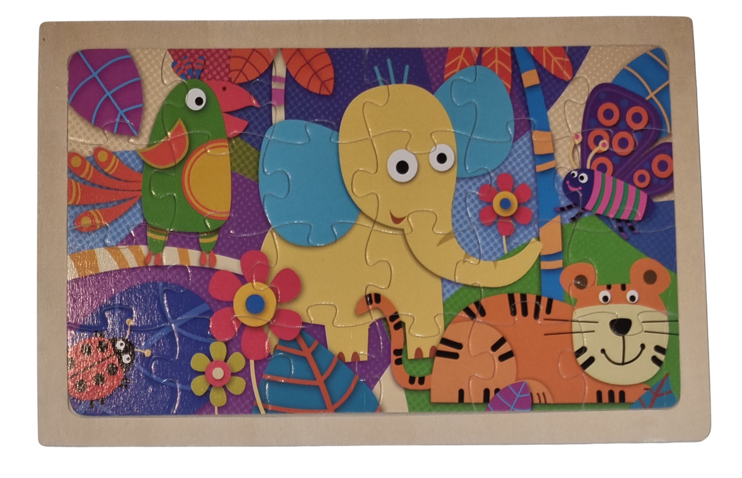 Holzpuzzle 24 Teile Elefant Tiger & Co