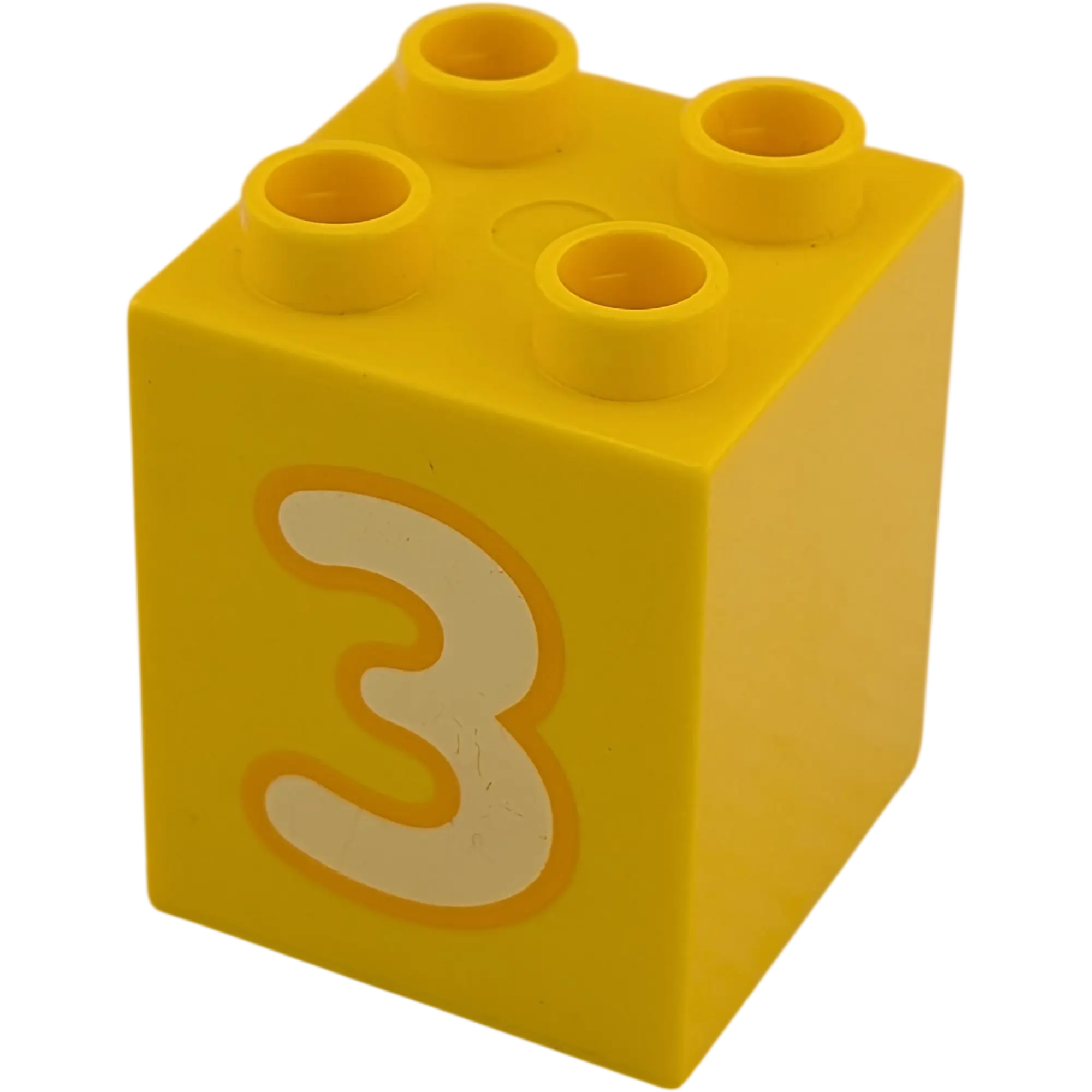 Lego Duplo 2x2x2 Stein Gelb Zahl Drei Weiß