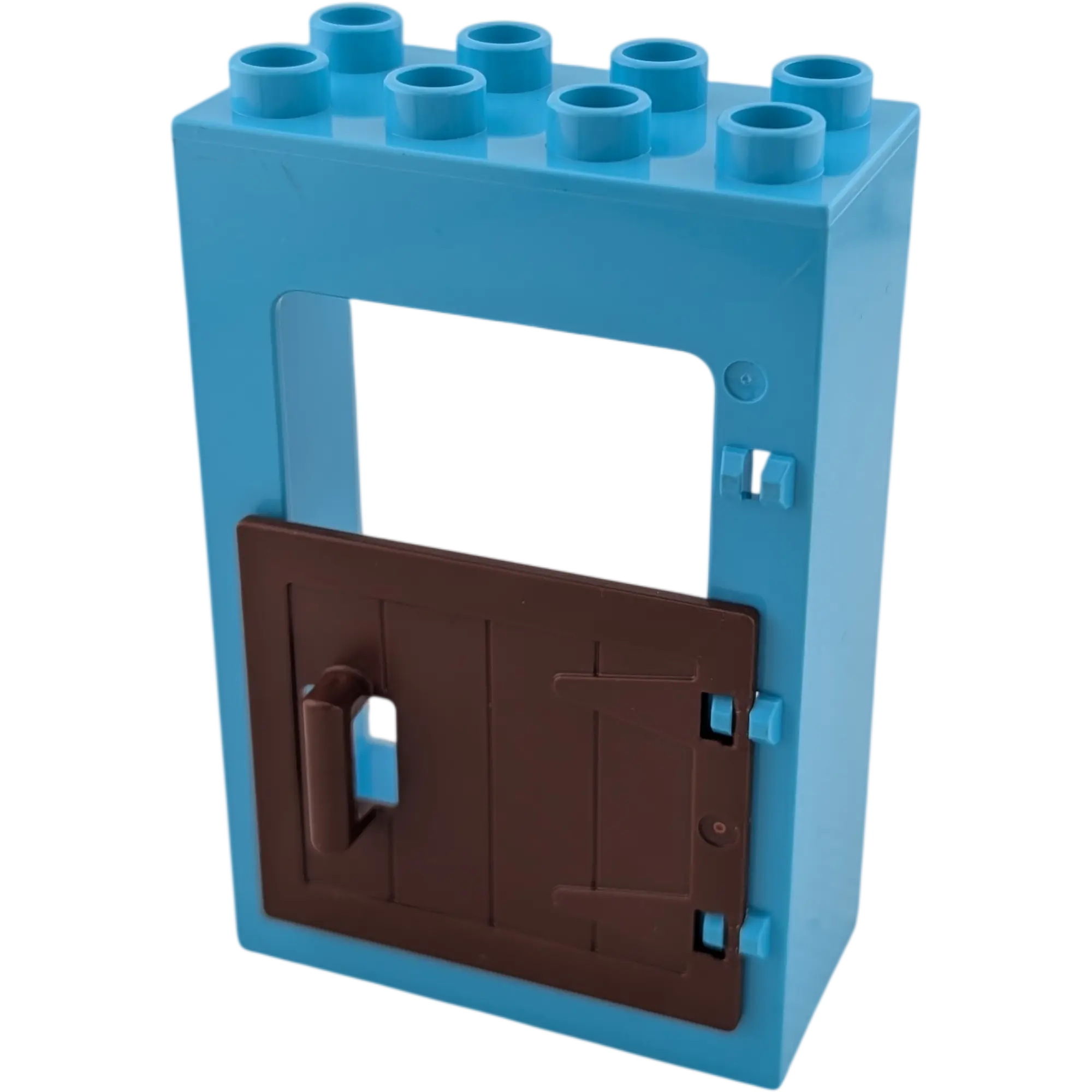 Lego Duplo 2x4 Hauswand mit Tür Azur mit brauner Hoftor