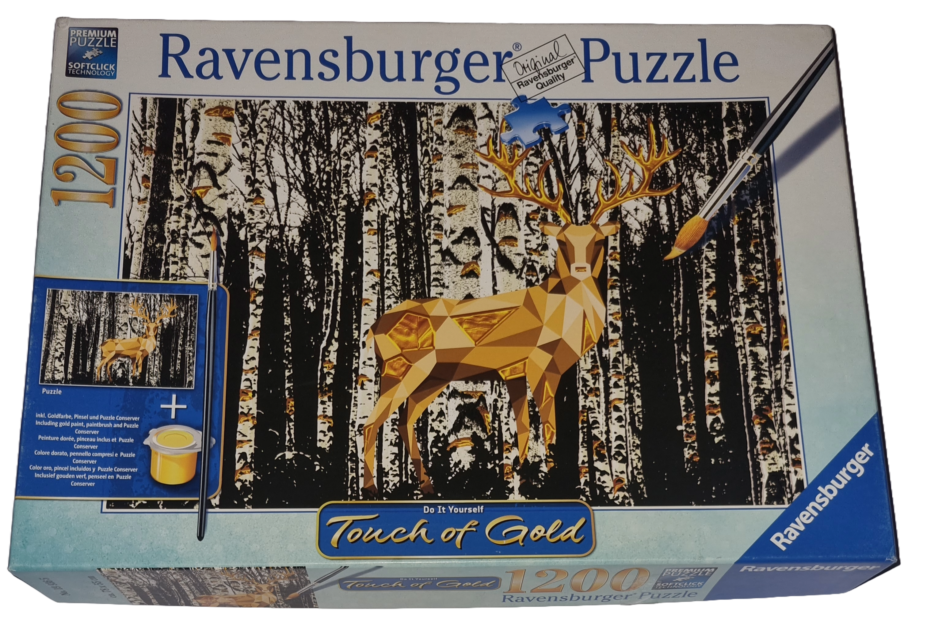 Ravensburger Premium Puzzle softclick 1200 Teile Touch of gold 199365 Hirsch im Birkenwald