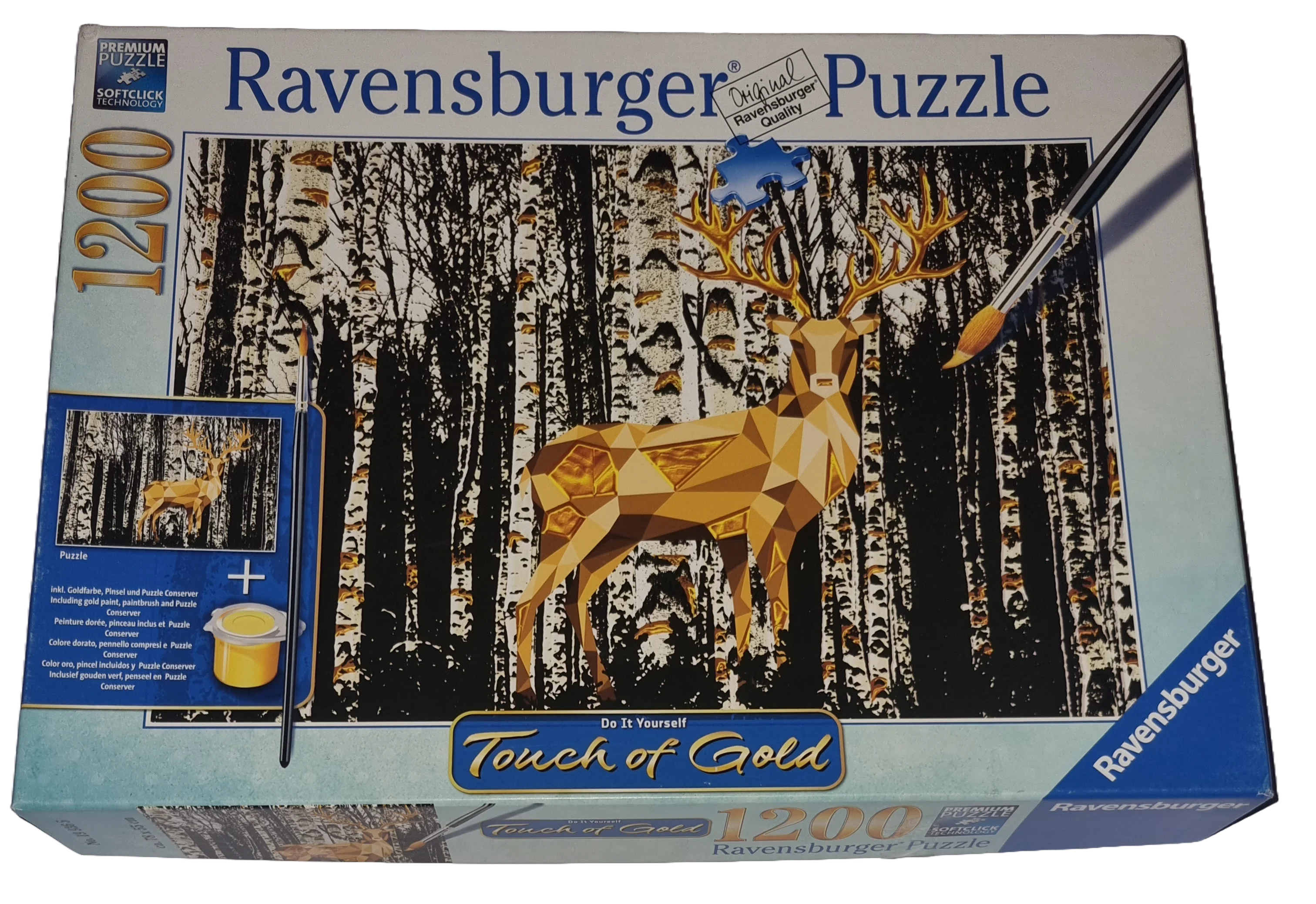 Ravensburger Premium Puzzle softclick 1200 Teile Touch of gold 199365 Hirsch im Birkenwald