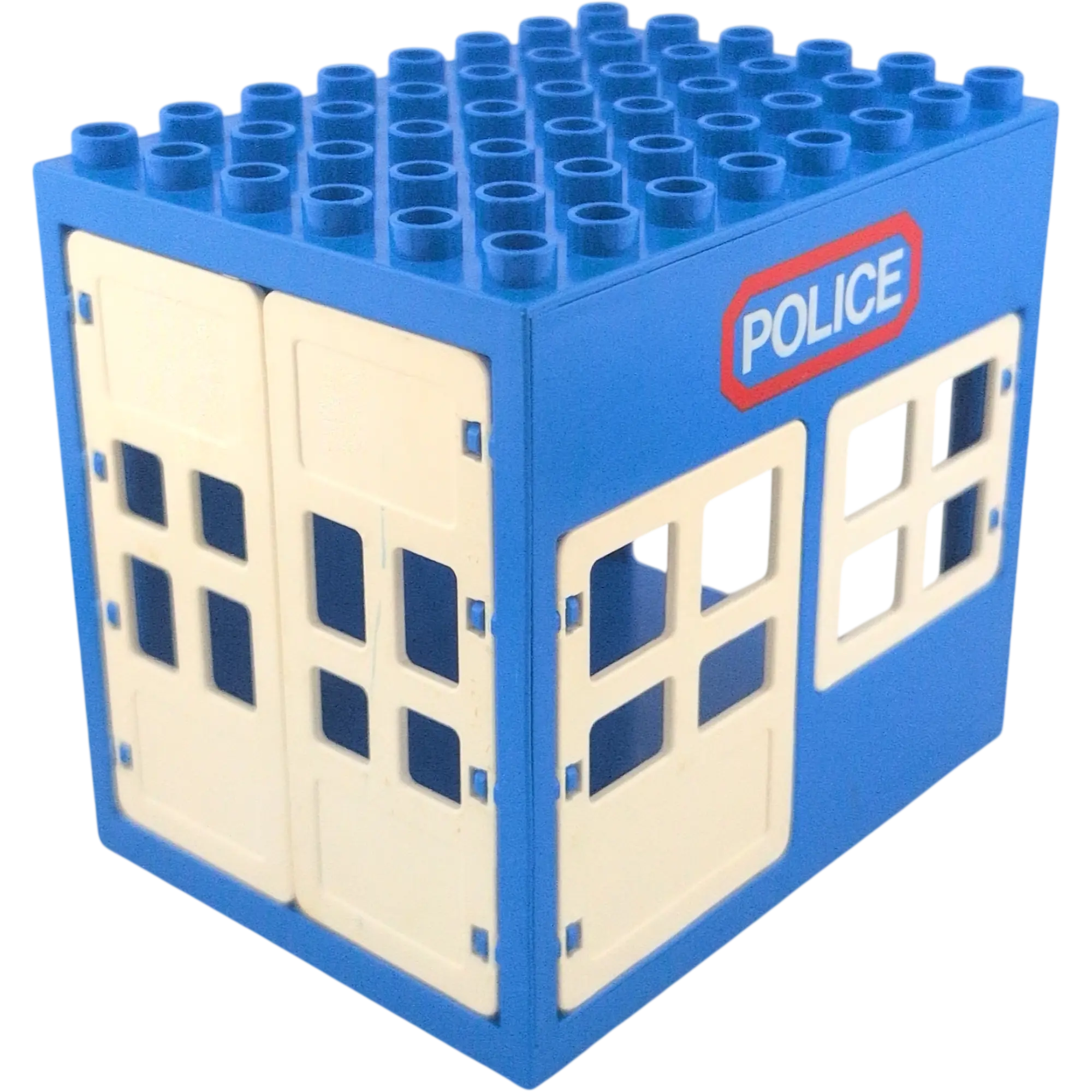 Lego Duplo Blau Verkaufsstand Kiosk Polizeistation mit 3 Türen und einem Fenster Weiß