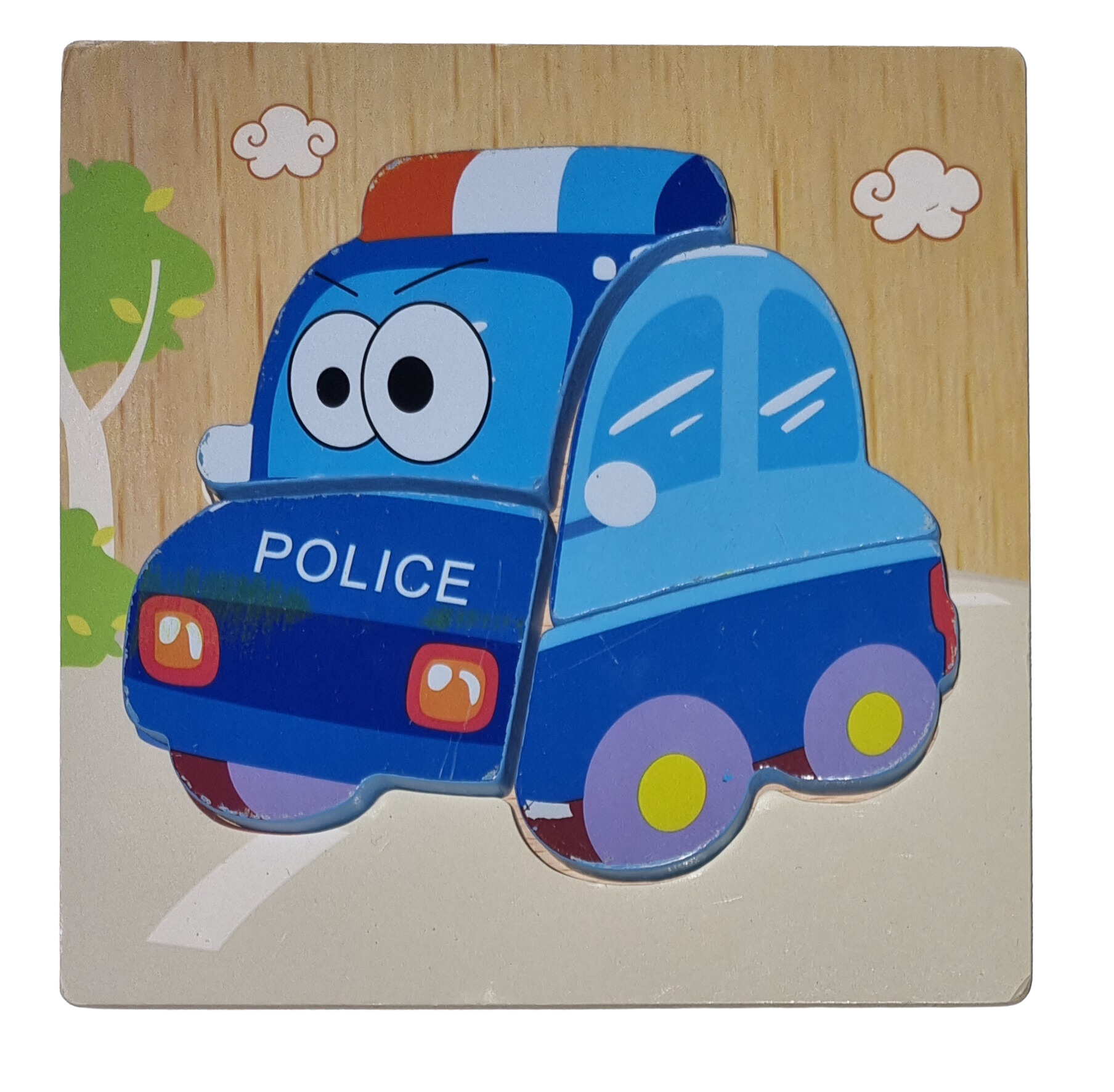 Holzpuzzle Polizeiauto 4 Teile