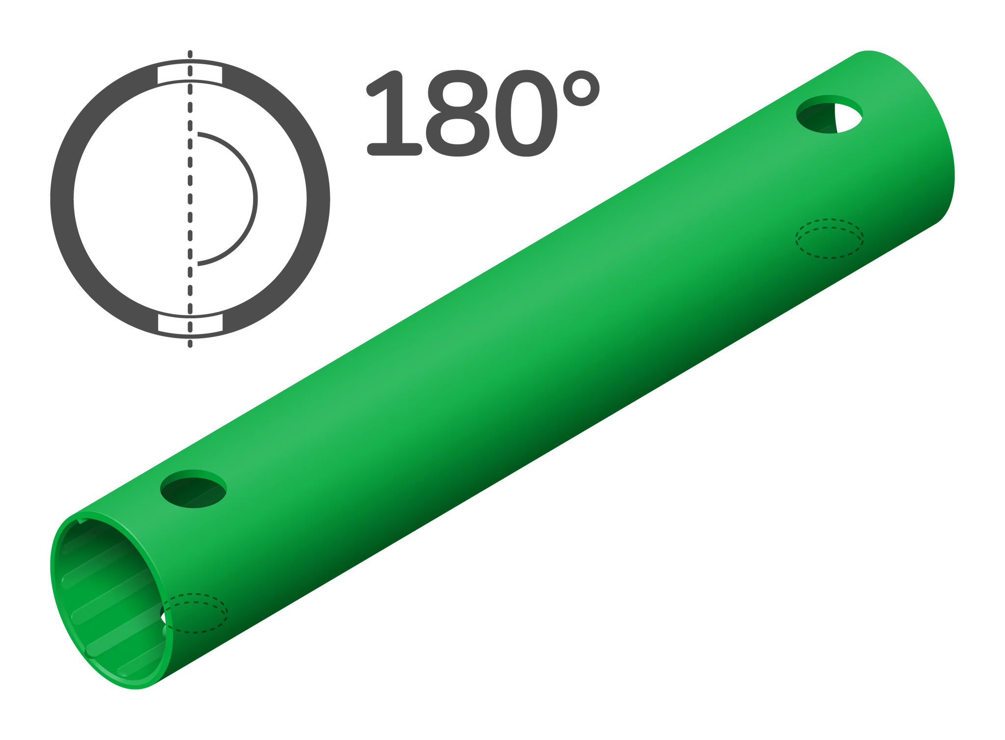 QUADRO Rohr 35 cm 180° 4 Löcher Spezialrohr 41633 Grün 35cm