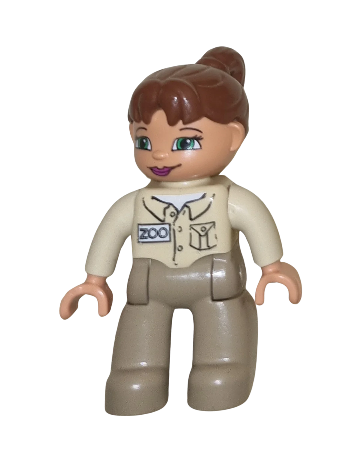 Lego Duplo Figur Zoo Mitarbeiterin Tierpflegerin brauner Zopf