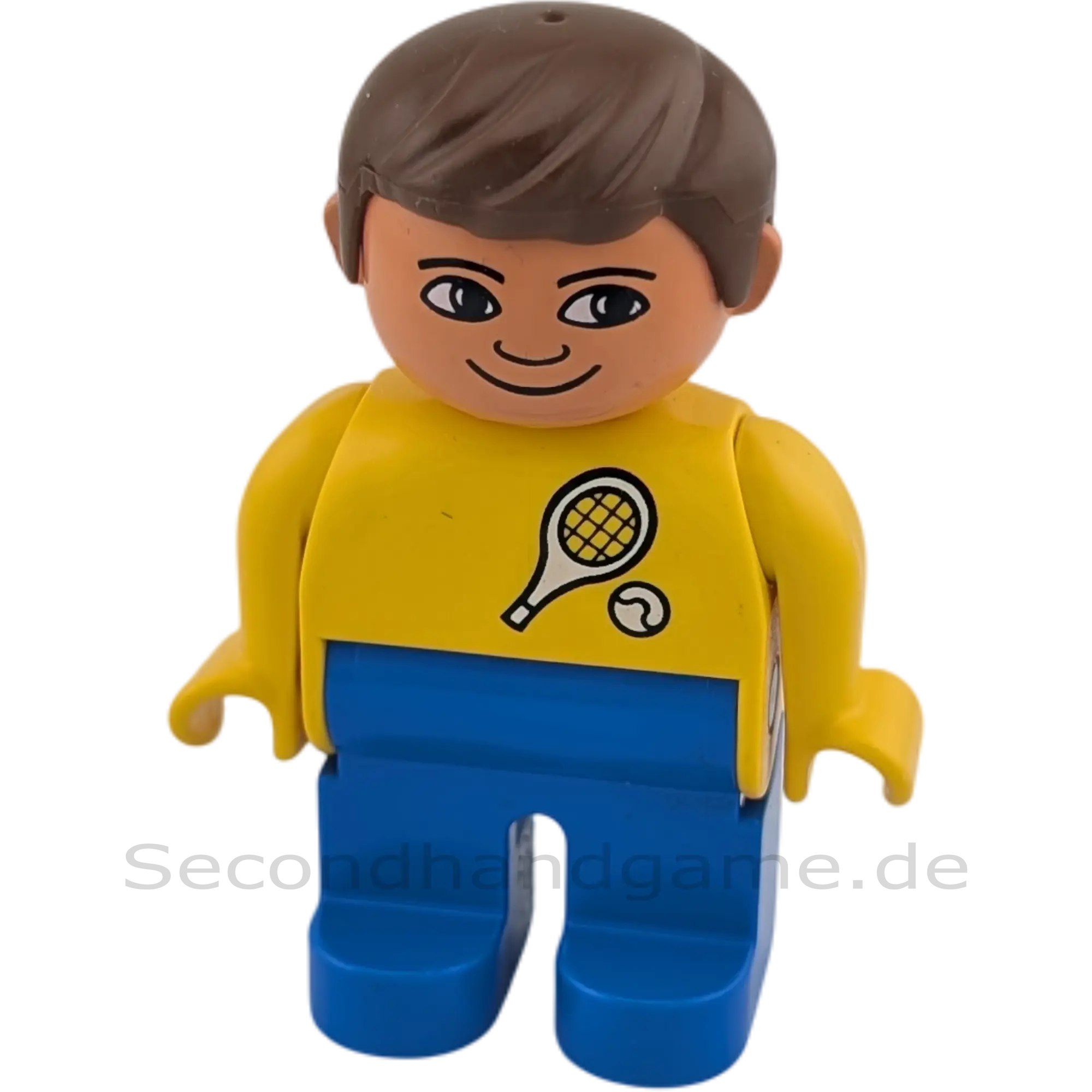 Lego Duplo 4555 Mann braune Haare, gelbes Oberteil mit Tennis, blaue Hose B-Ware