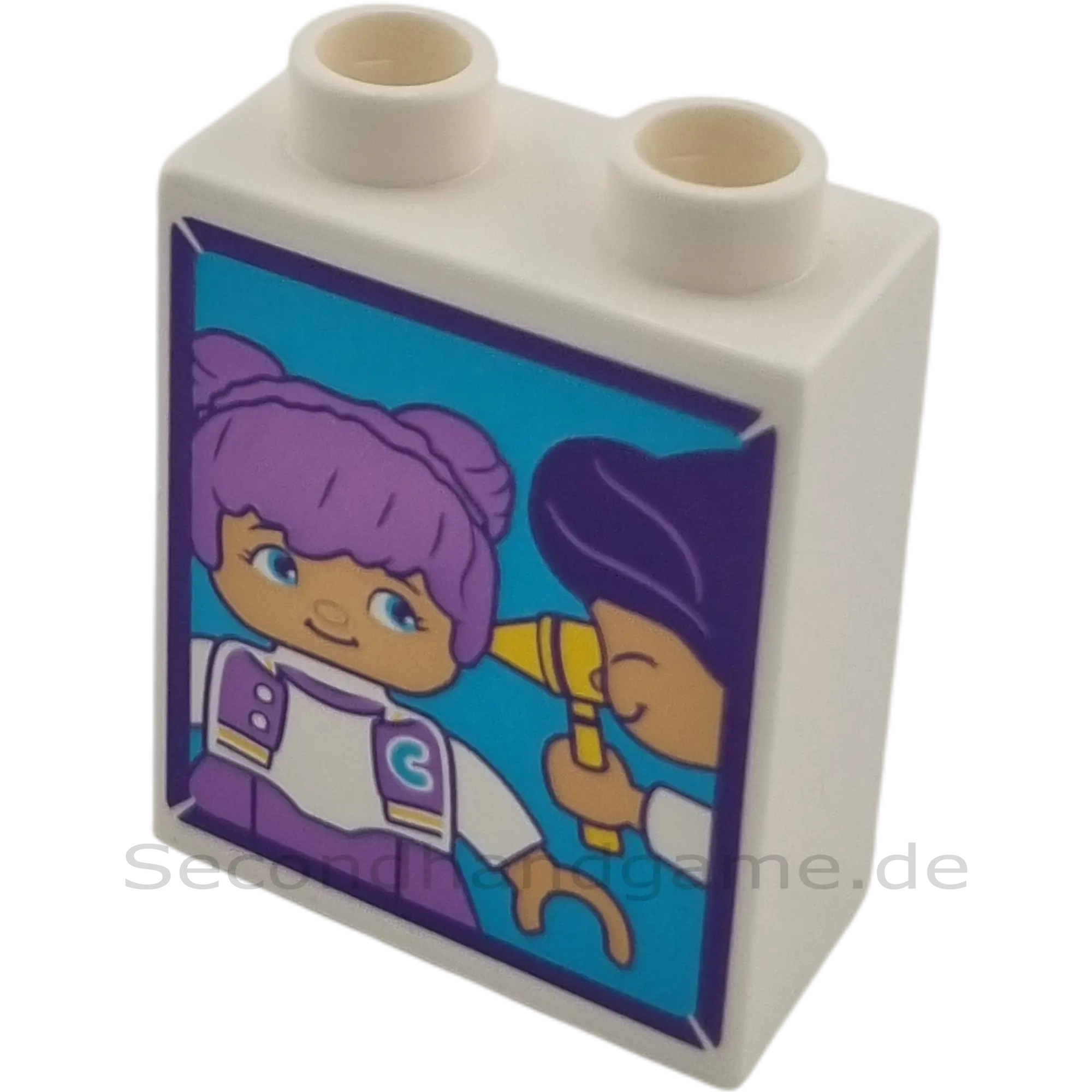 Lego Duplo 4066 Stein 1x2x2 Weiß Ohrenarzt Sehtest bunte Bilder Wendestein