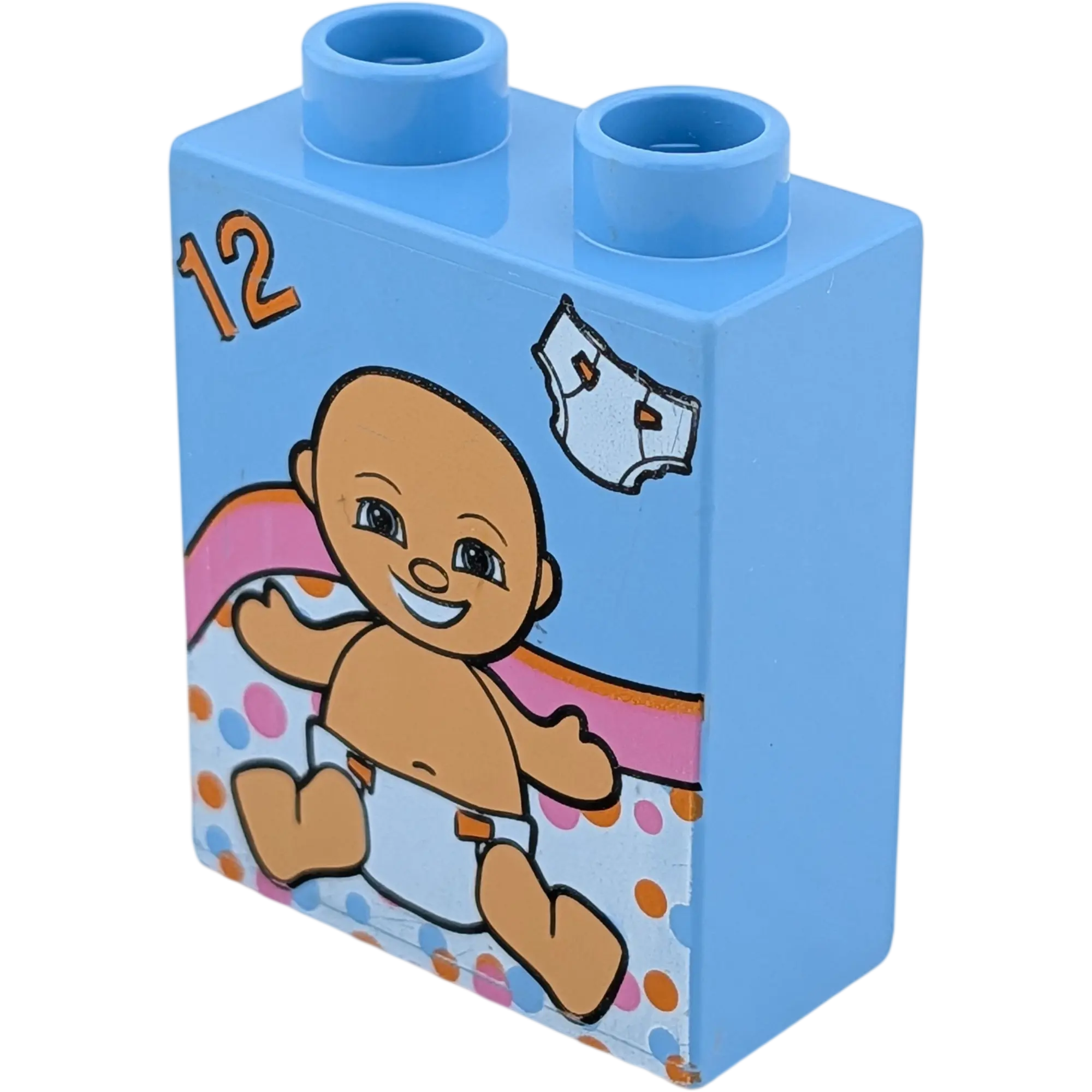 Lego Duplo 4066 Stein 1x2x2 Hellblau mit Baby und Windeln Zahl 12