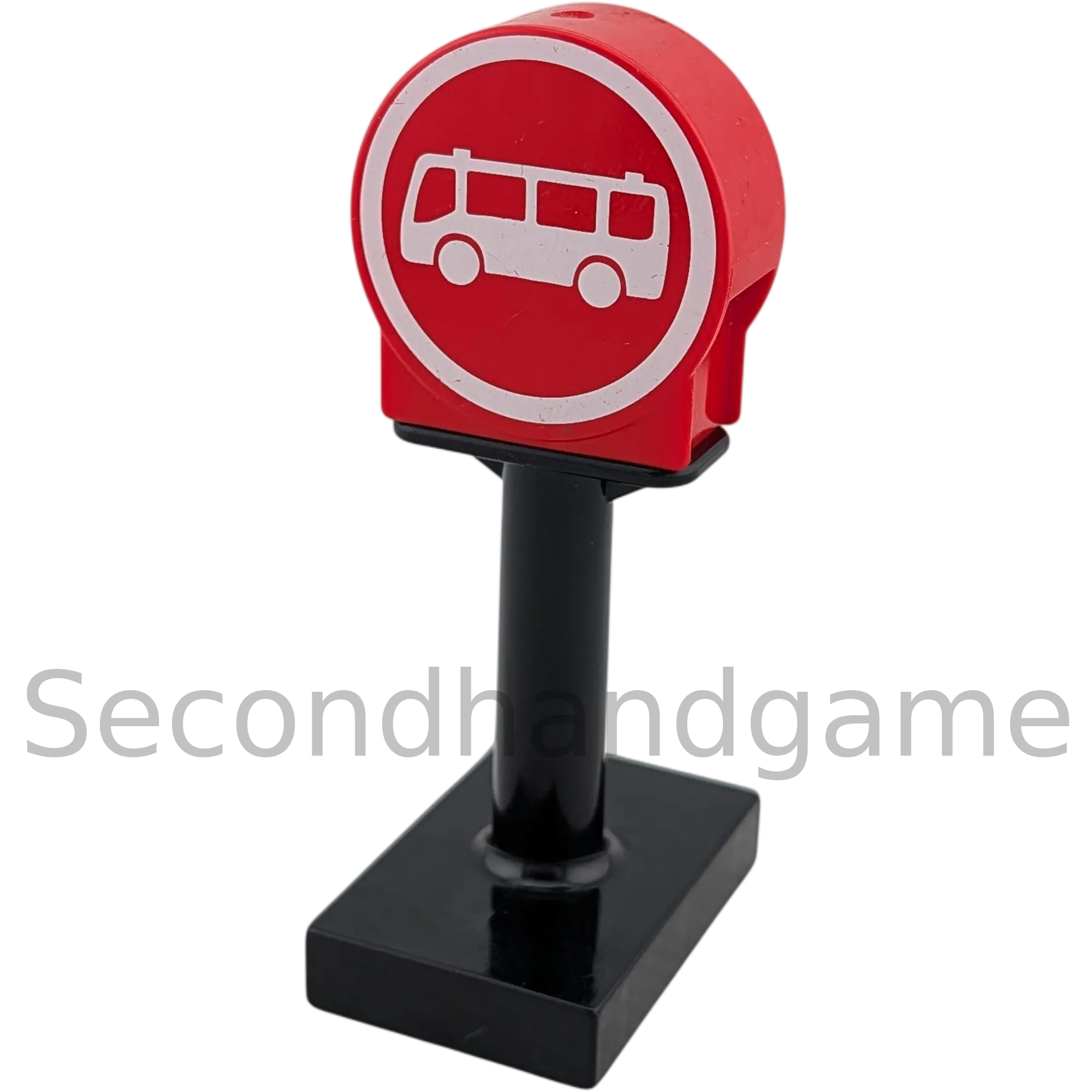 Lego Duplo Schild Bushaltestelle 41969 Rot Weiß mit schwarzem Ständer