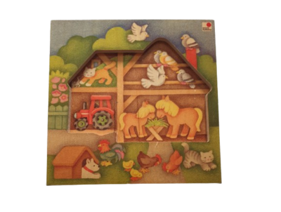 Selecta Holzpuzzle Bauernhof wer wohnt wo?