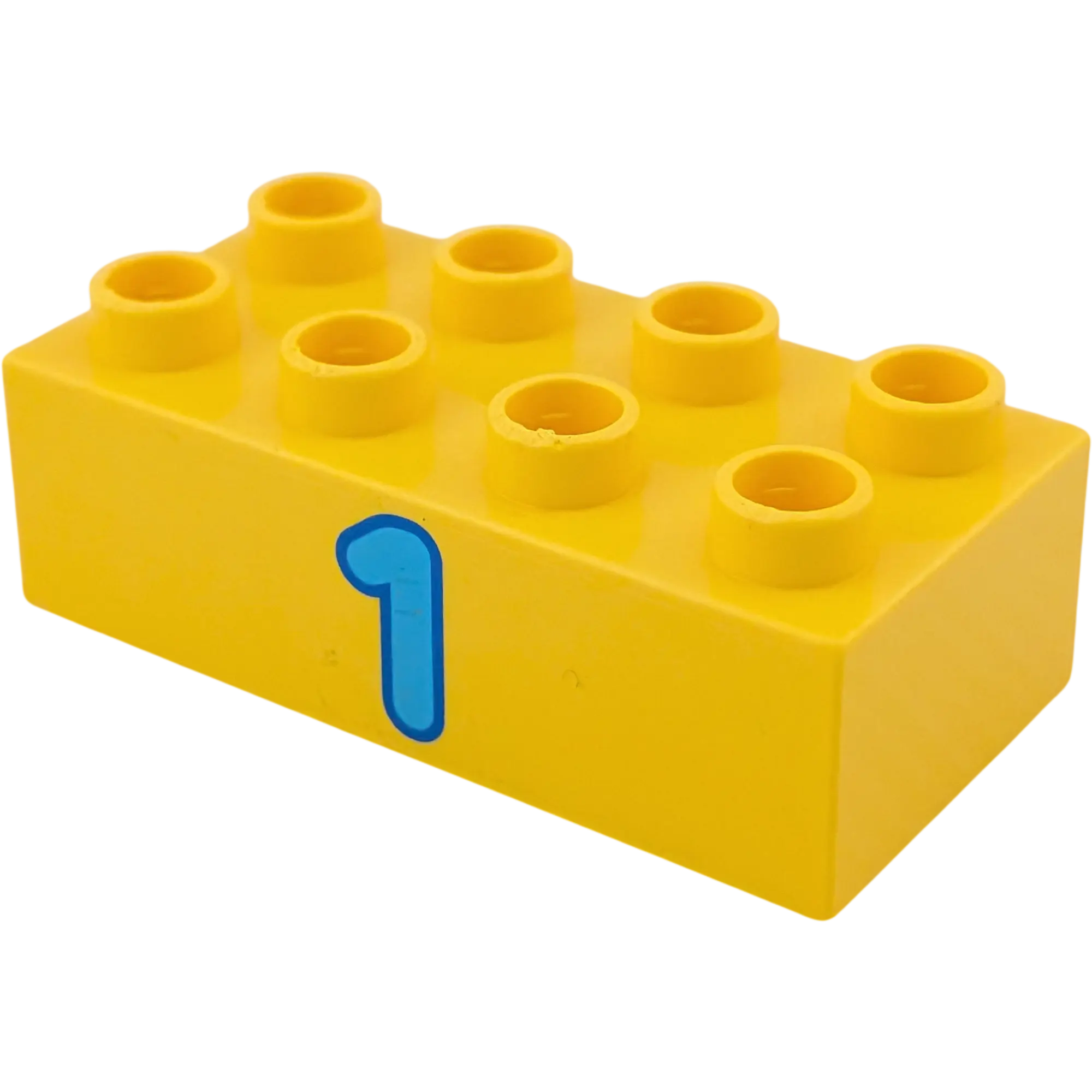 Lego Duplo 2x4 Stein 3011 Gelb Bedruckt mit Zahl Eins Azur