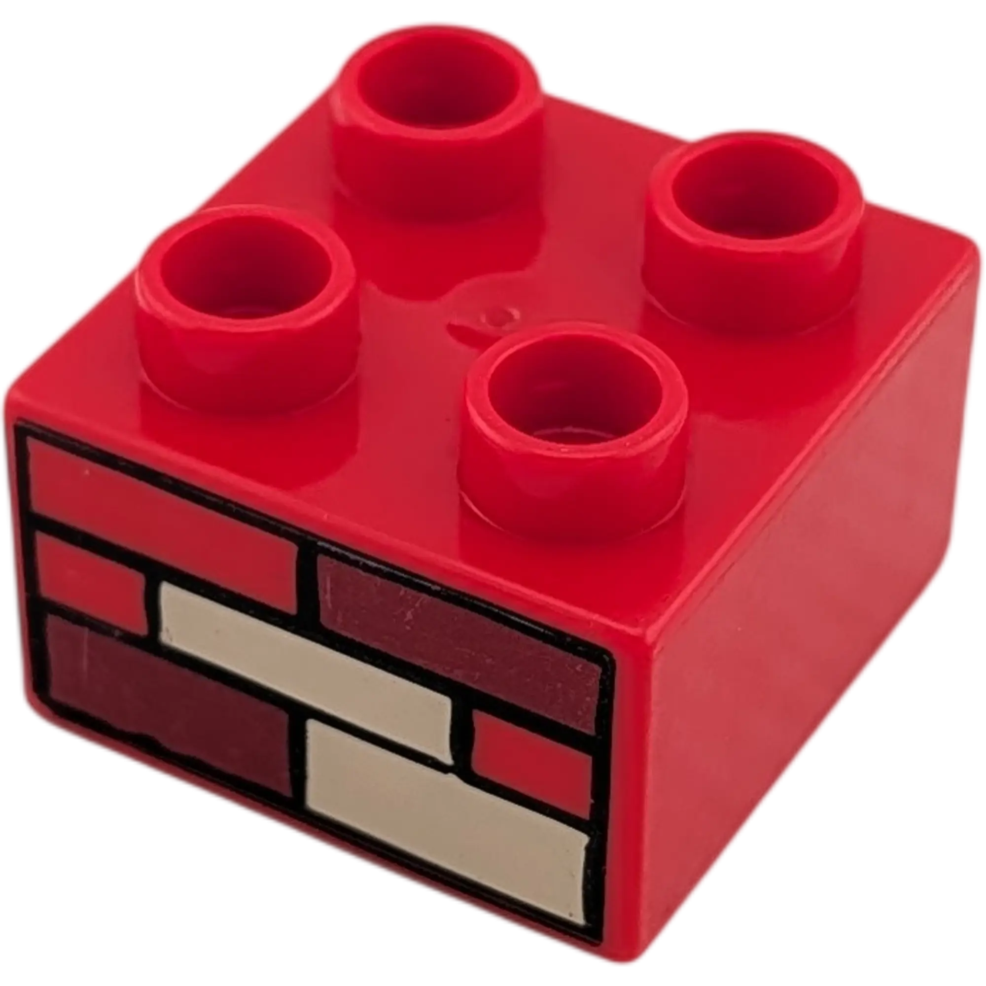 Lego Duplo 2x2 Stein 3437 Rot Bedruckt mit Mauer