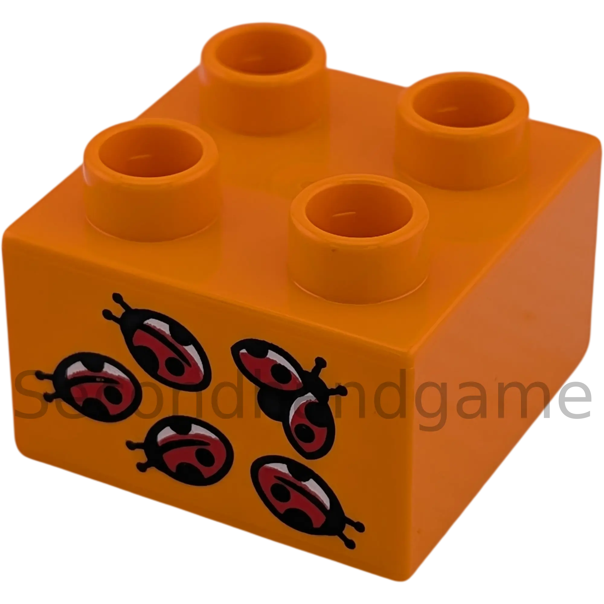 Lego Duplo 2x2 Stein Orange mit fünf Marienkäfern