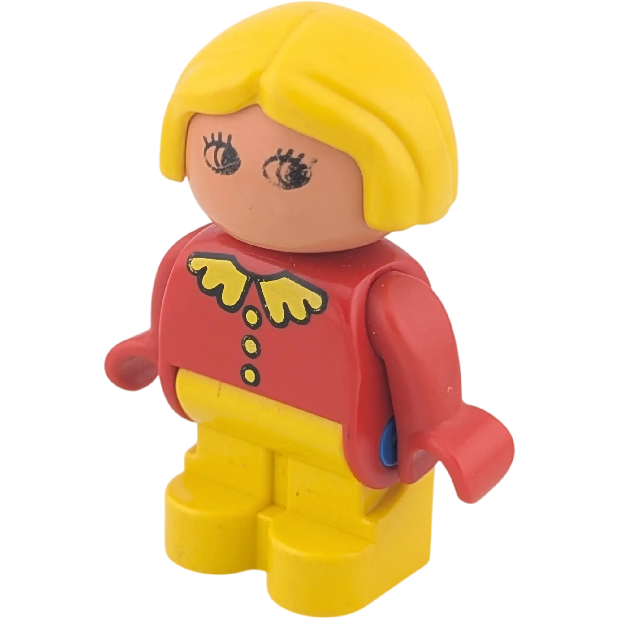 Lego Duplo Mädchen Kleinkind blonde Haare gelber Kragen rotes Oberteil B-Ware