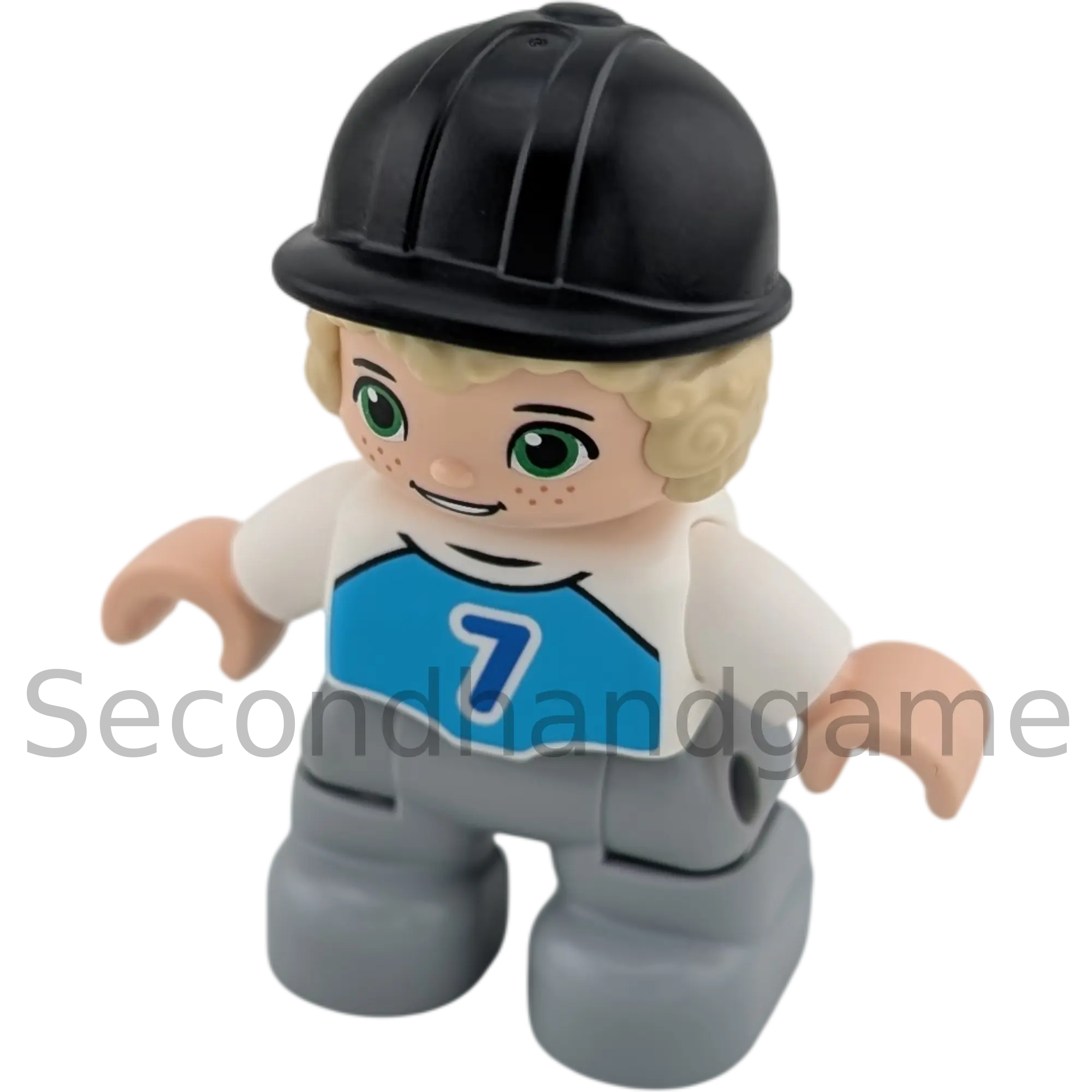 Lego Duplo Junge 317H4 blonde Locken Sommersprossen T-Shirt mit Zahl Sieben