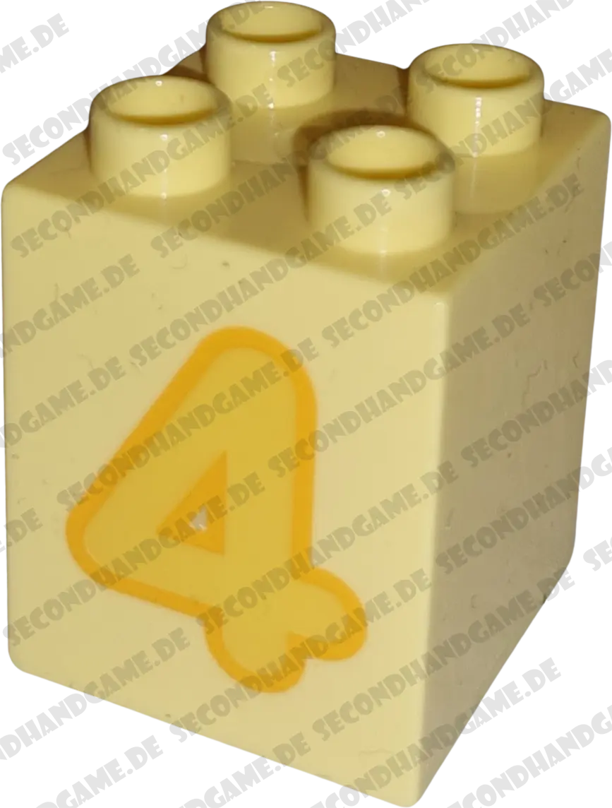 Lego Duplo 2x2x2 Stein Hellgelb Zahl Vier