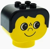 Lego Duplo Primo Figur Kopf Junge schwarze Haare kleine Augen