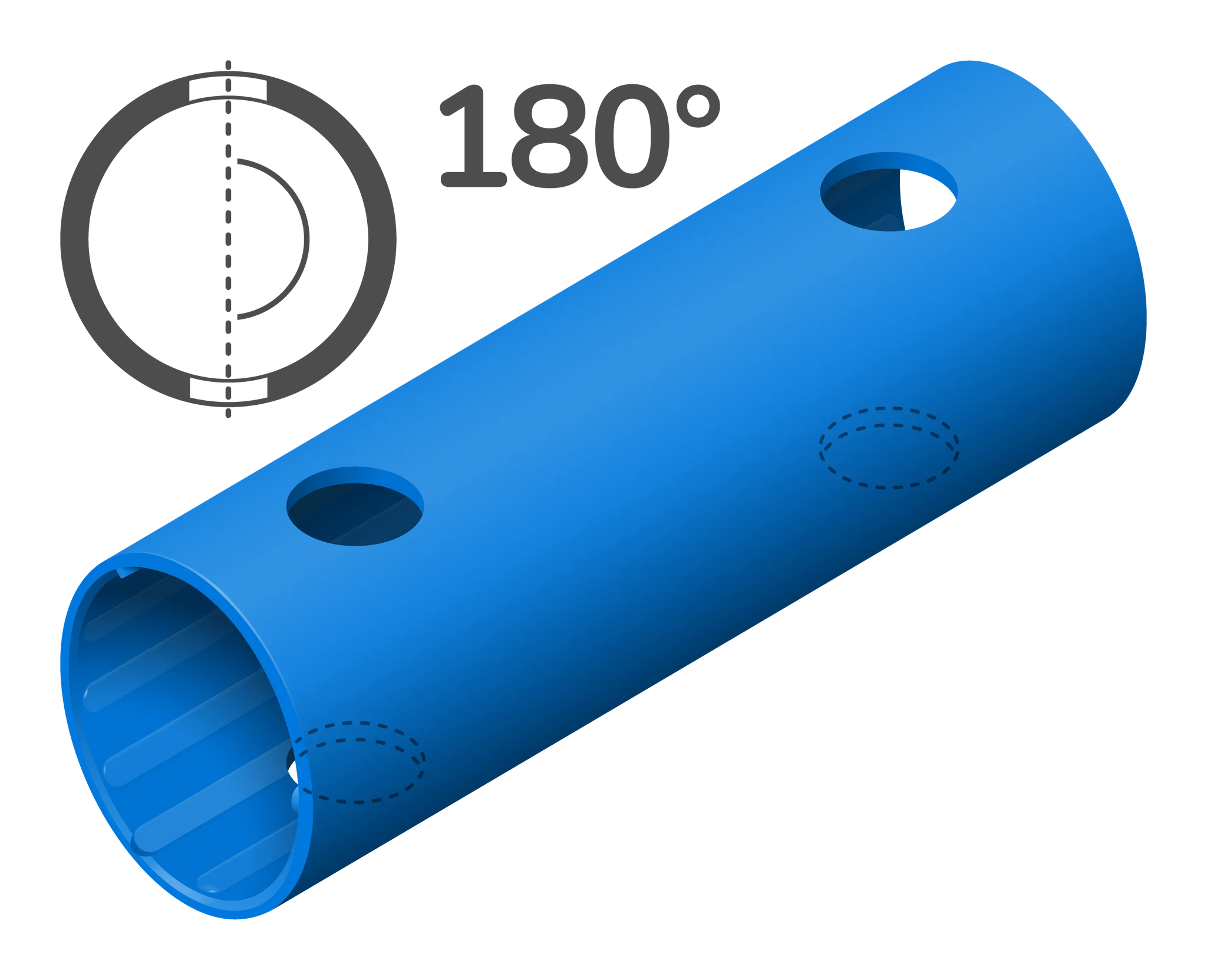 QUADRO Rohr 15cm 180° (4 Löcher) Spezialrohr
