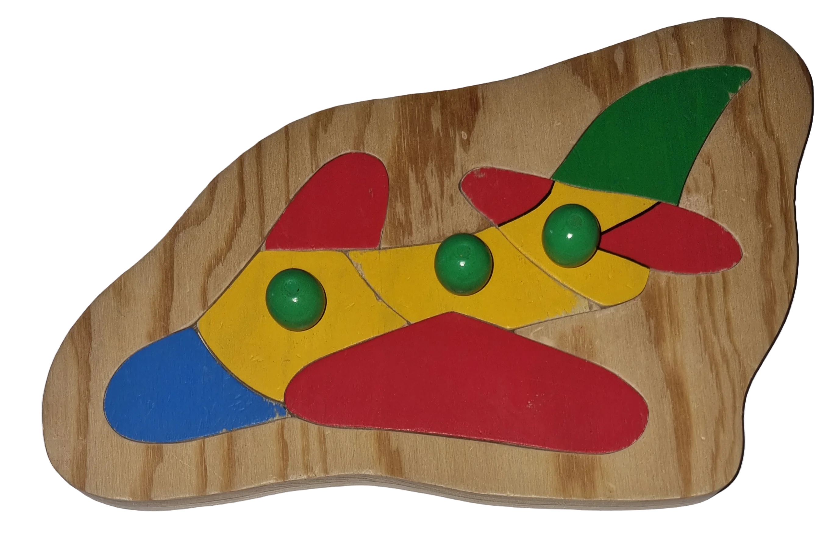 Holzpuzzle mit Griff Flugzeug Rot Gelb 7 Teile