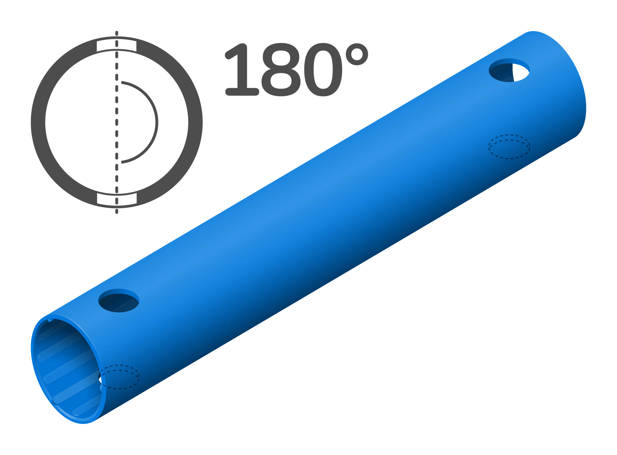 QUADRO Rohr 35 cm 180° 4 Löcher Spezialrohr 41632 Blau 35cm