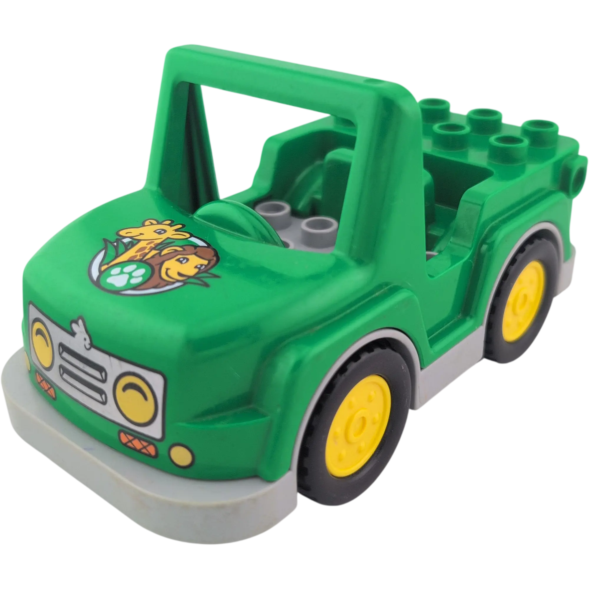 Lego Duplo Jeep mit Giraffe, Löwe, Hase, Safari Grün