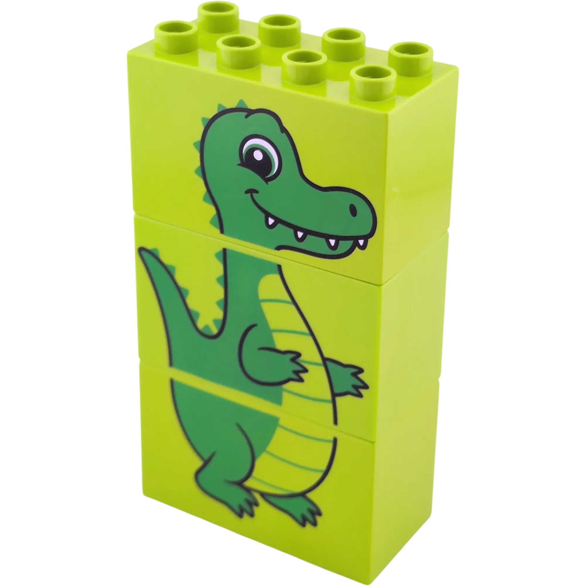 Lego Duplo 2x4x2 Doppelstein 31111 Lime Bedruckt mit Krokodil 3 Teilig