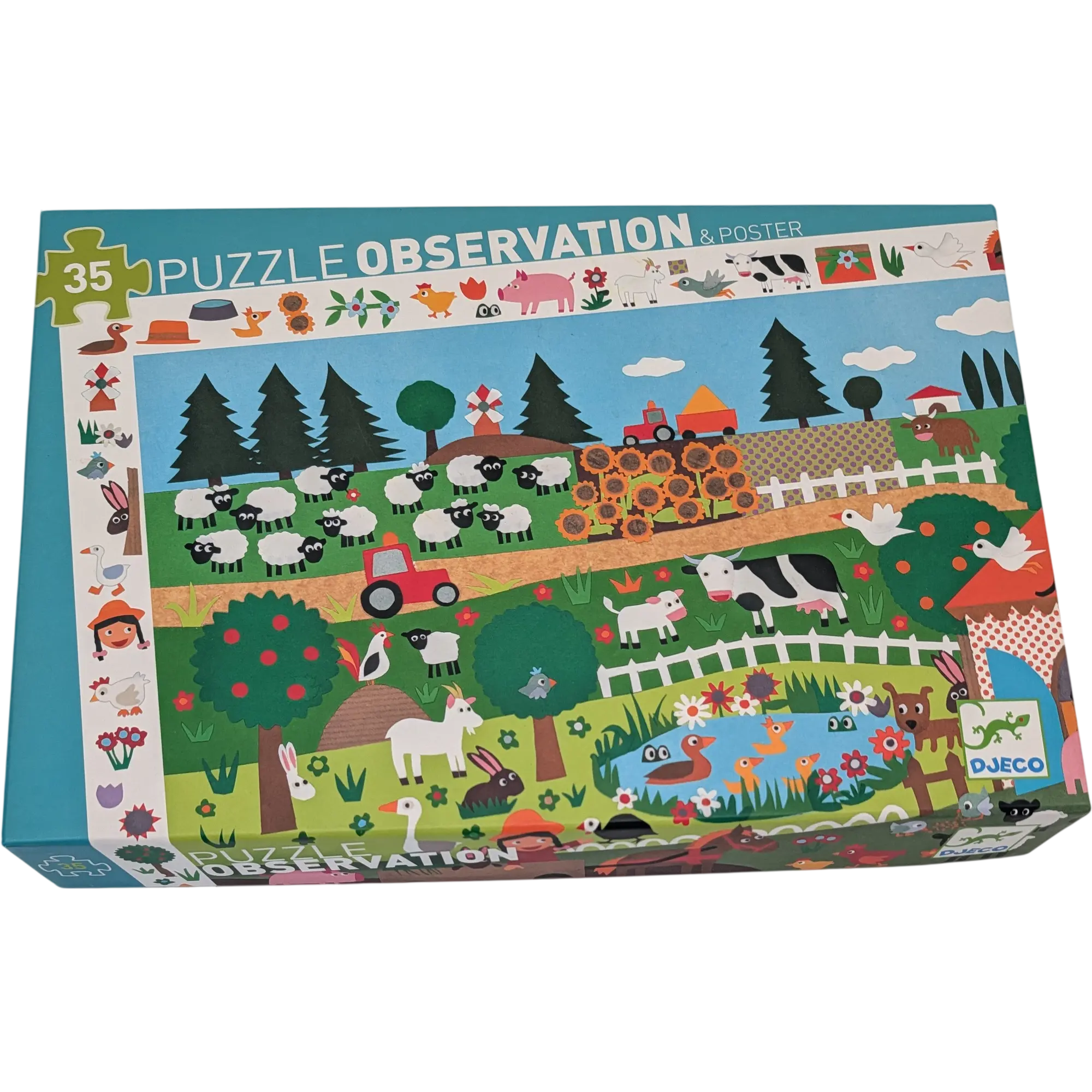 Djeco Puzzle Observation & Poster 35 Teile Suchpuzzle Tiere