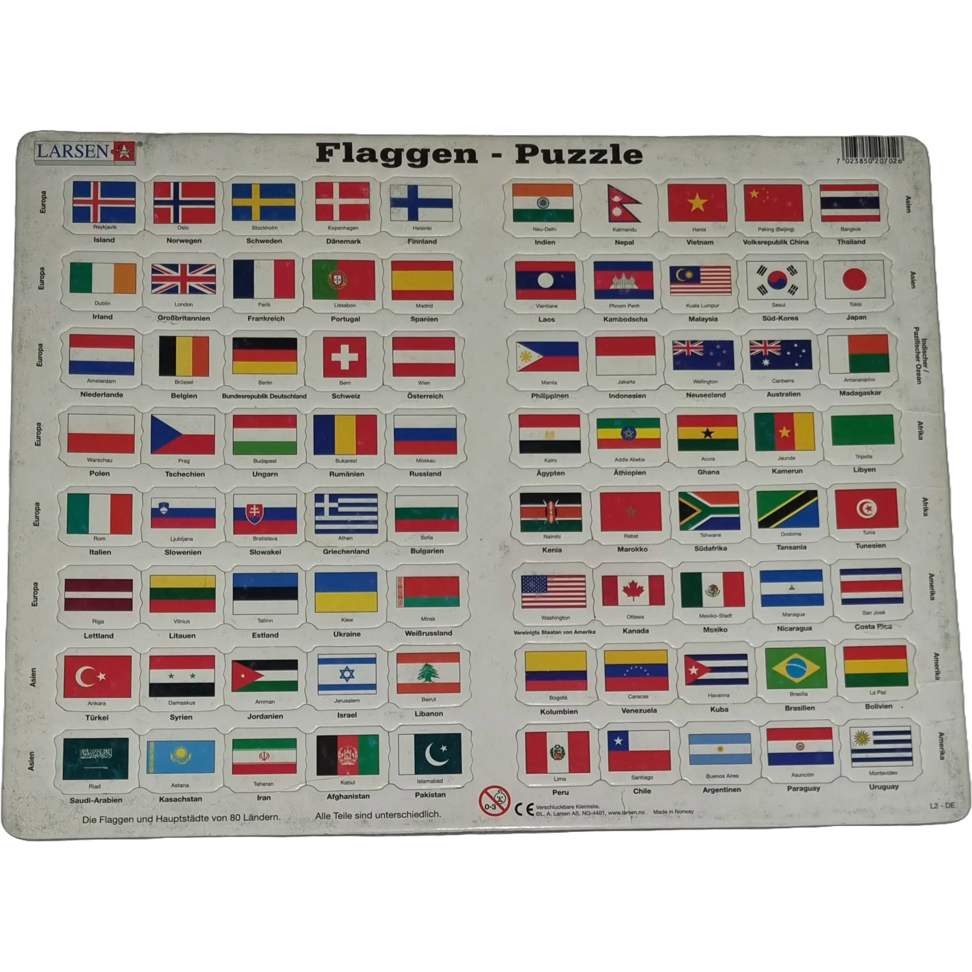 Larsen Rahmenpuzzle Flaggen 80 Teile