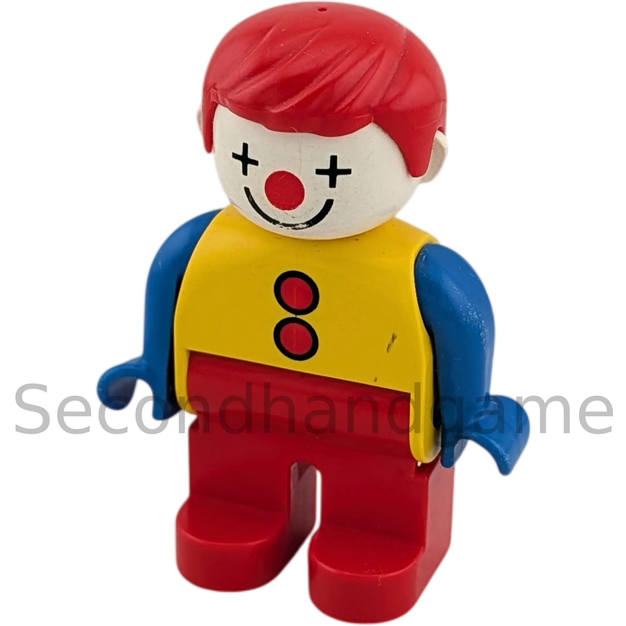 Lego Duplo Figur Mann 4555 Clown Gelb Blaues Oberteil rote Hose