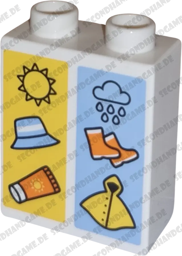Lego Duplo  1x2 Stein Tafel Sonne Sonnencreme Regen Gummistiefel