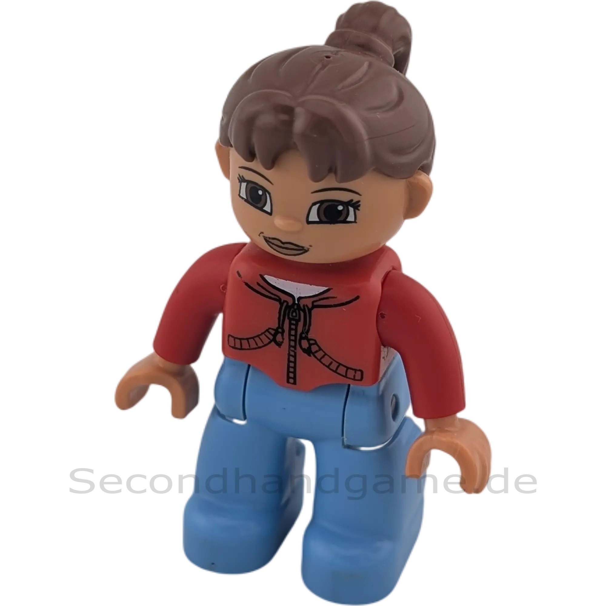 LEGO Duplo Figur Mädchen in roter Jacke mit Zopf
