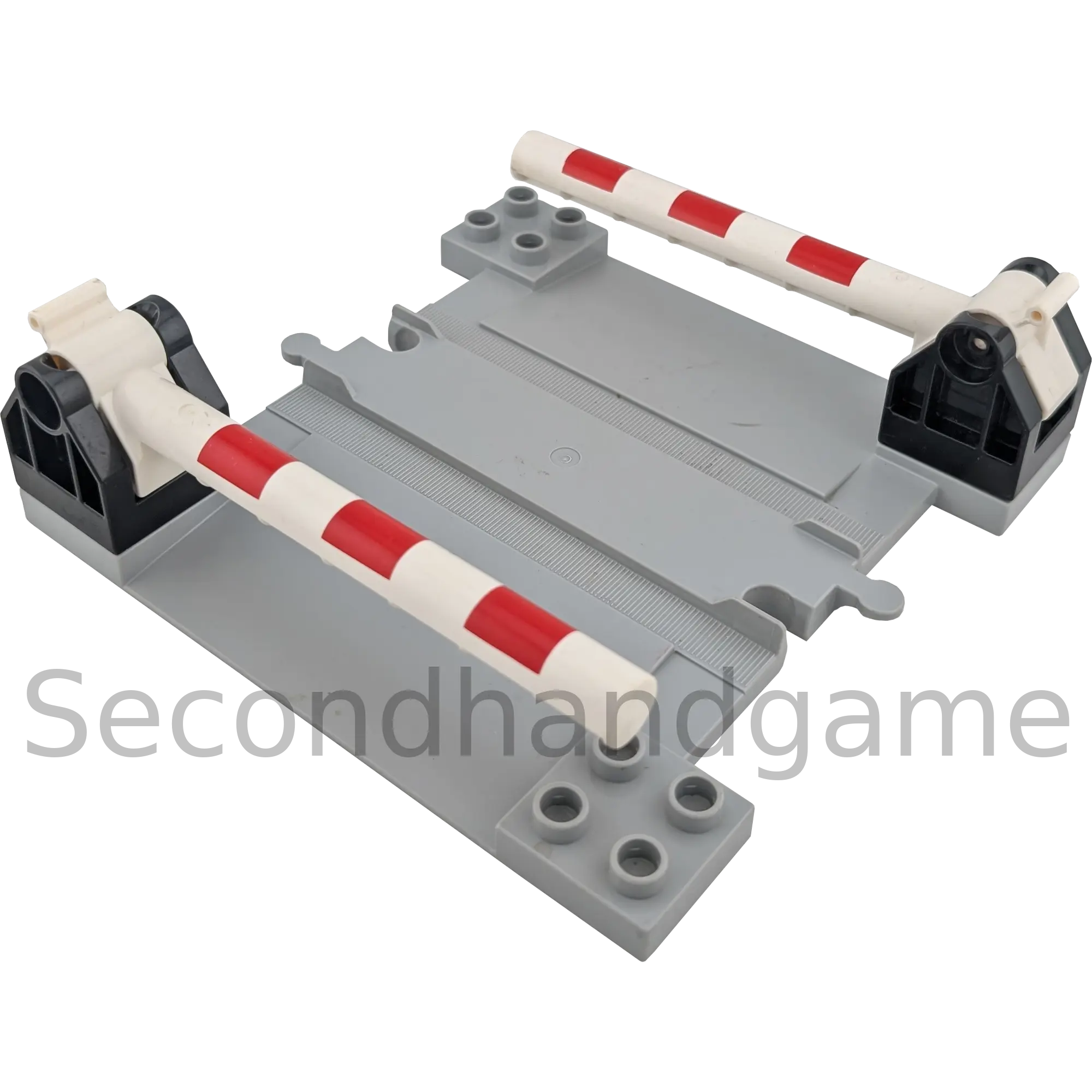 Lego Duplo Schiene Bahnübergang Hellgrau Schranke Schwarz Rot Weiß