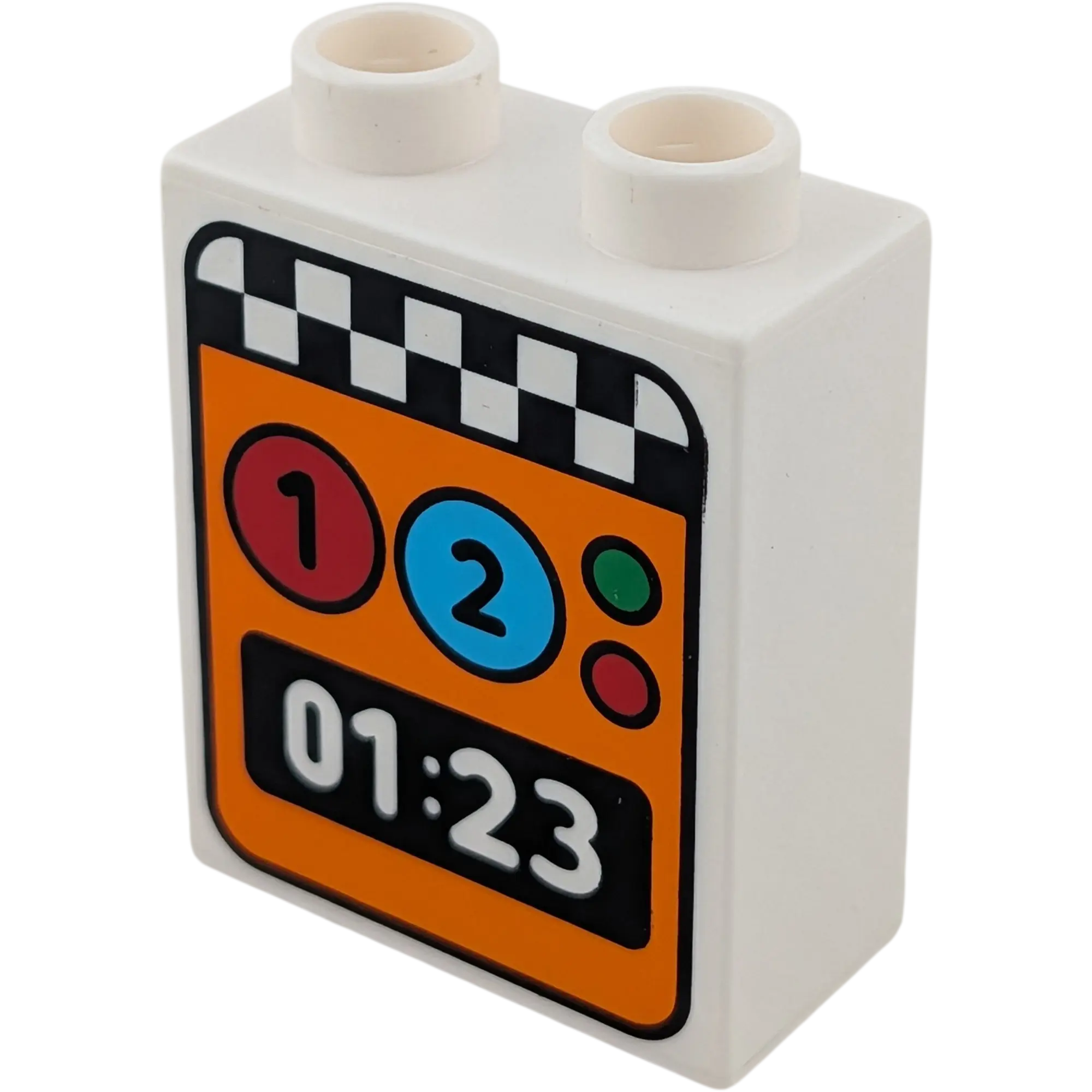 Lego Duplo 4066 Stein 1x2x2 Weiß mit Stoppuhr Start Ziel 