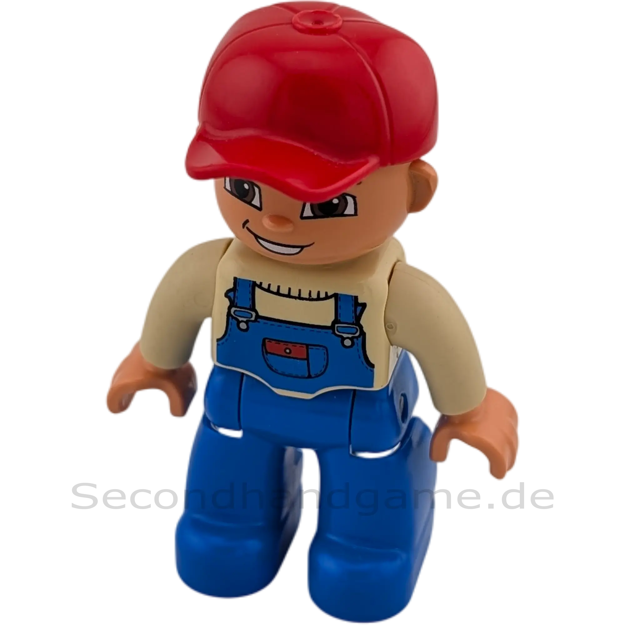 Lego Duplo 302H1 Mann mit blauer Latzhose, beiger Pulli, rote Kappe
