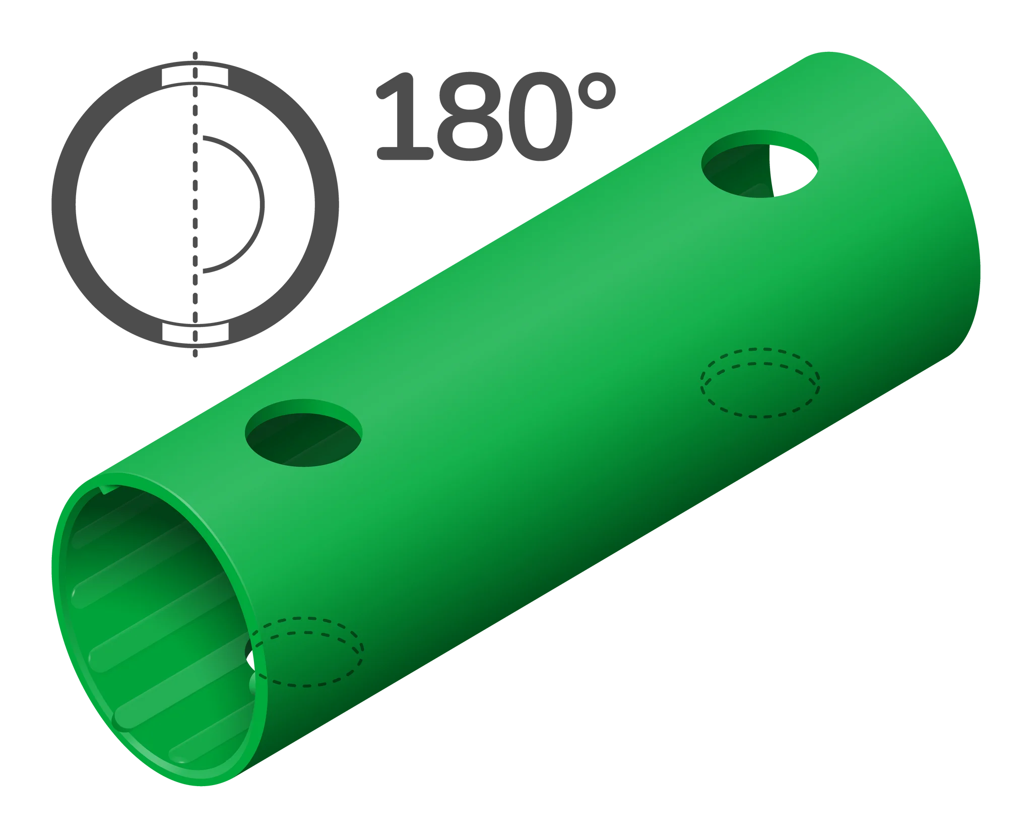 QUADRO Rohr 15cm 180° (4 Löcher) Spezialrohr Grün