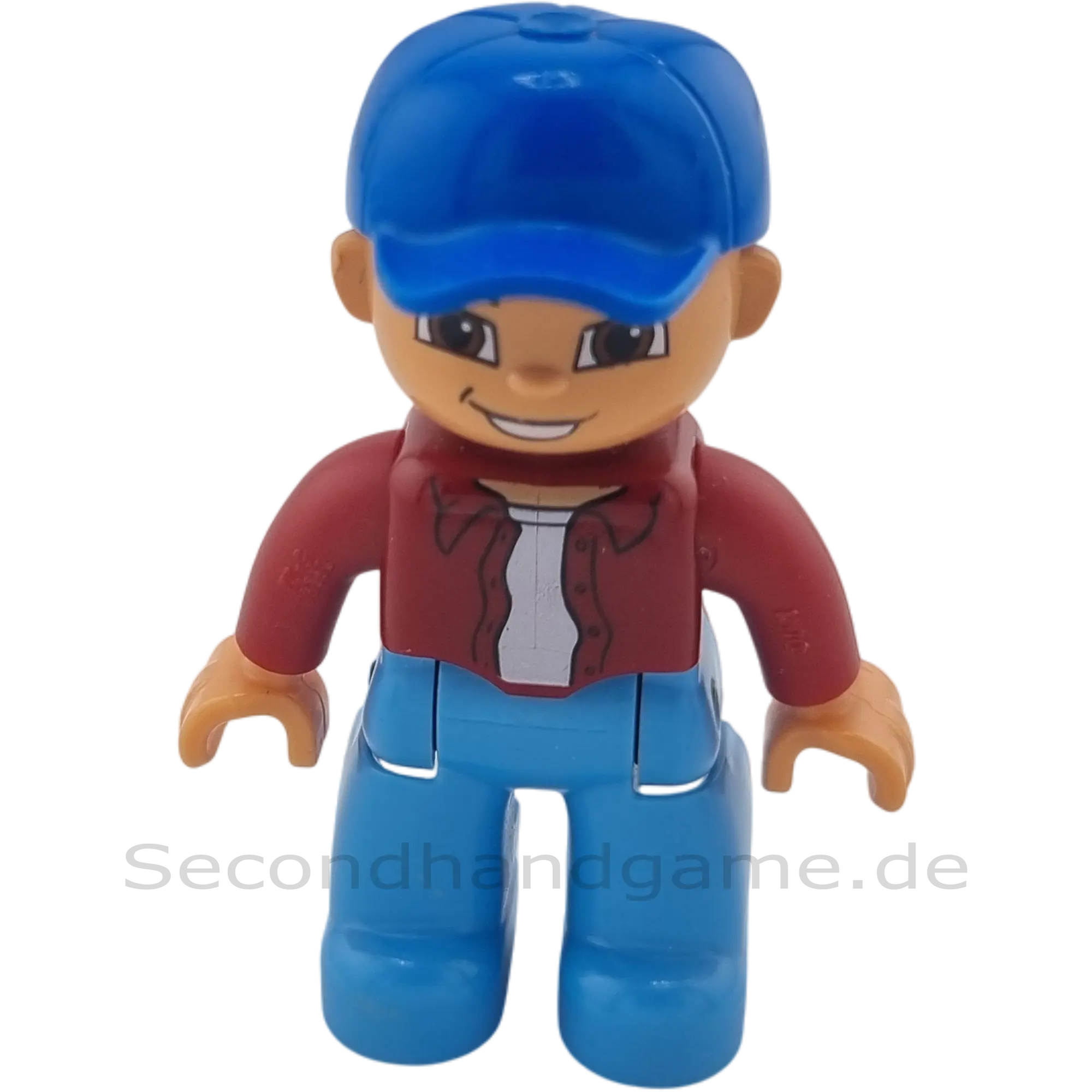 Lego Duplo Figur Mann 47394 Teenager mit dunkelrotem Hemd und hellblauer Hose blauer Cape